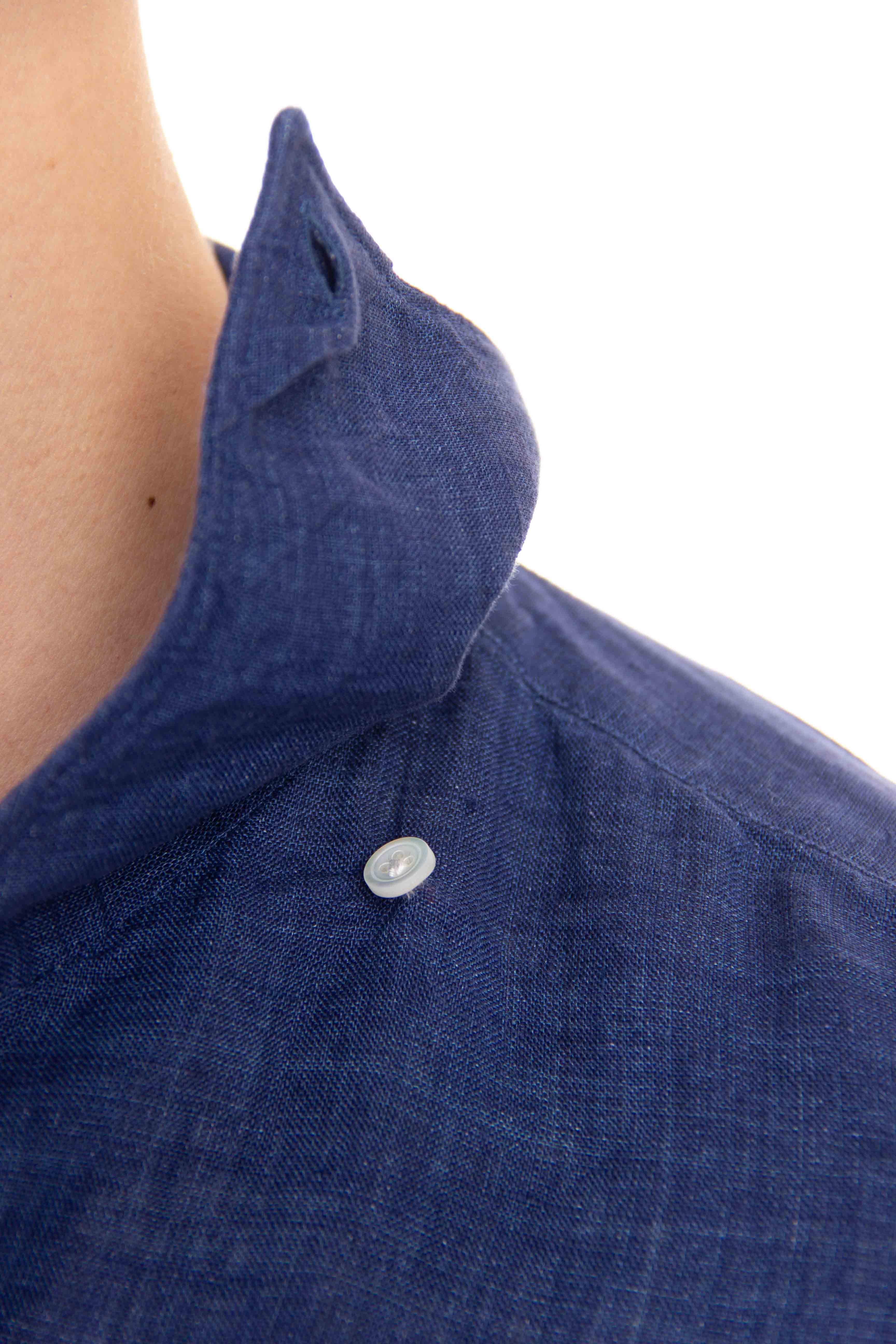 Camicia in lino con collo paramontura 046348-C0364 04 Finamore 