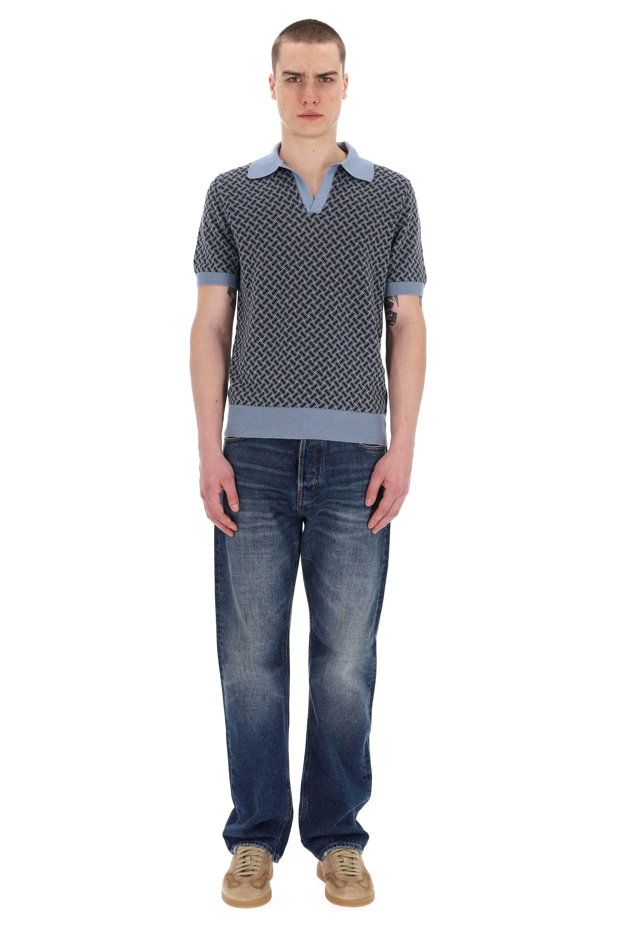 Drumohr Polo open collar biscottino in cotone-lino D9LZ146N-5 B47 