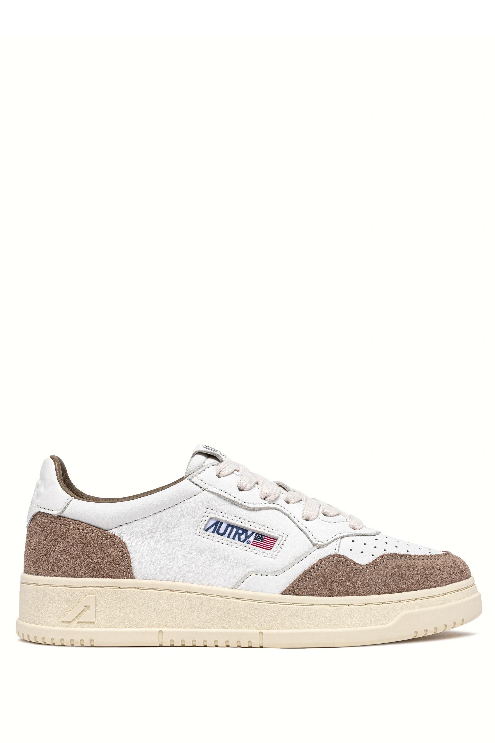 Autry Sneaker bimateriale in pelle di capra e camoscio AULM GS43 WHT/TOBACCO 