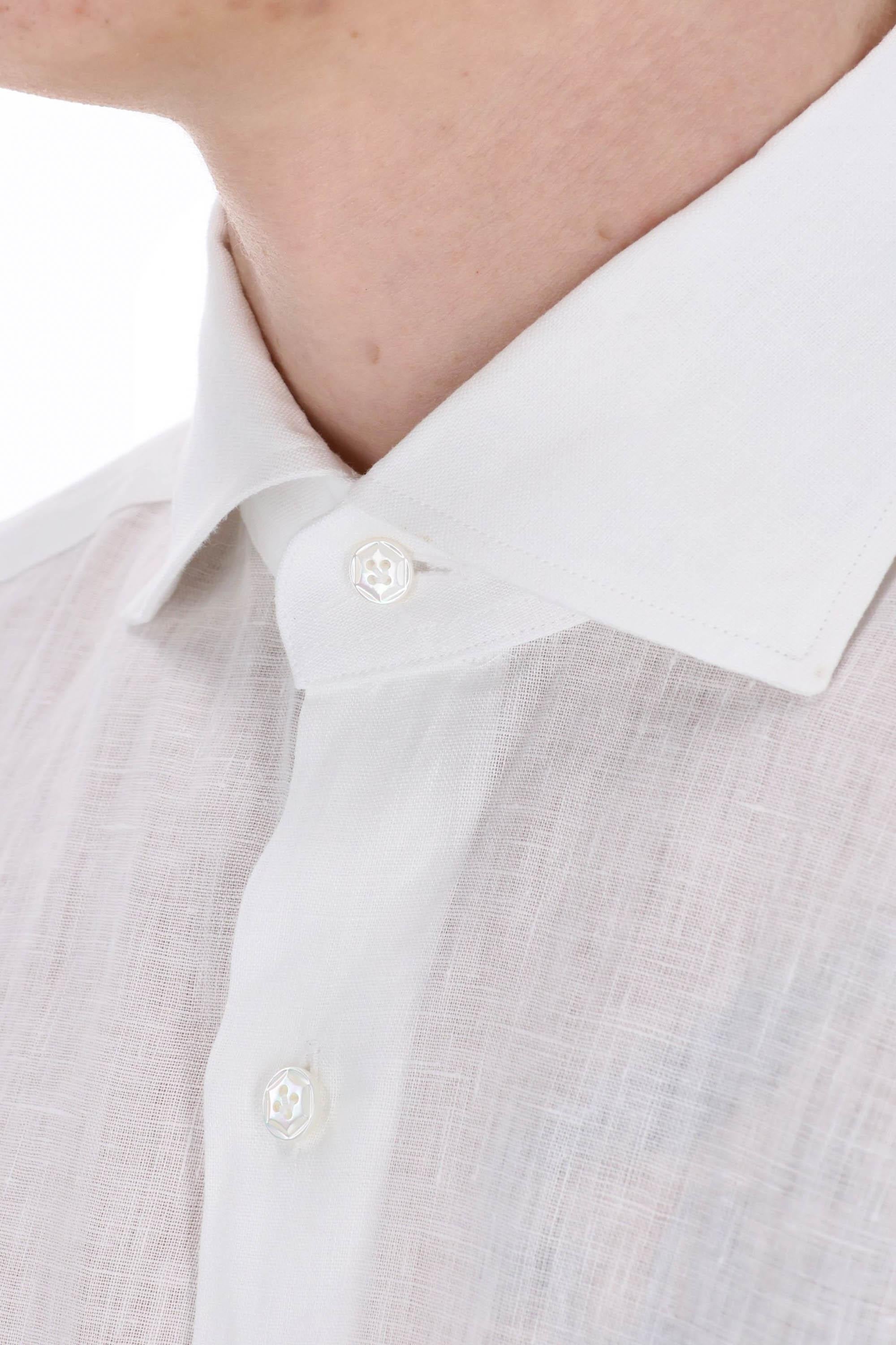 Camicia sartoriale in lino tinta unita linea Dandylife LIU13P0147067.U/2 0001 Barba 