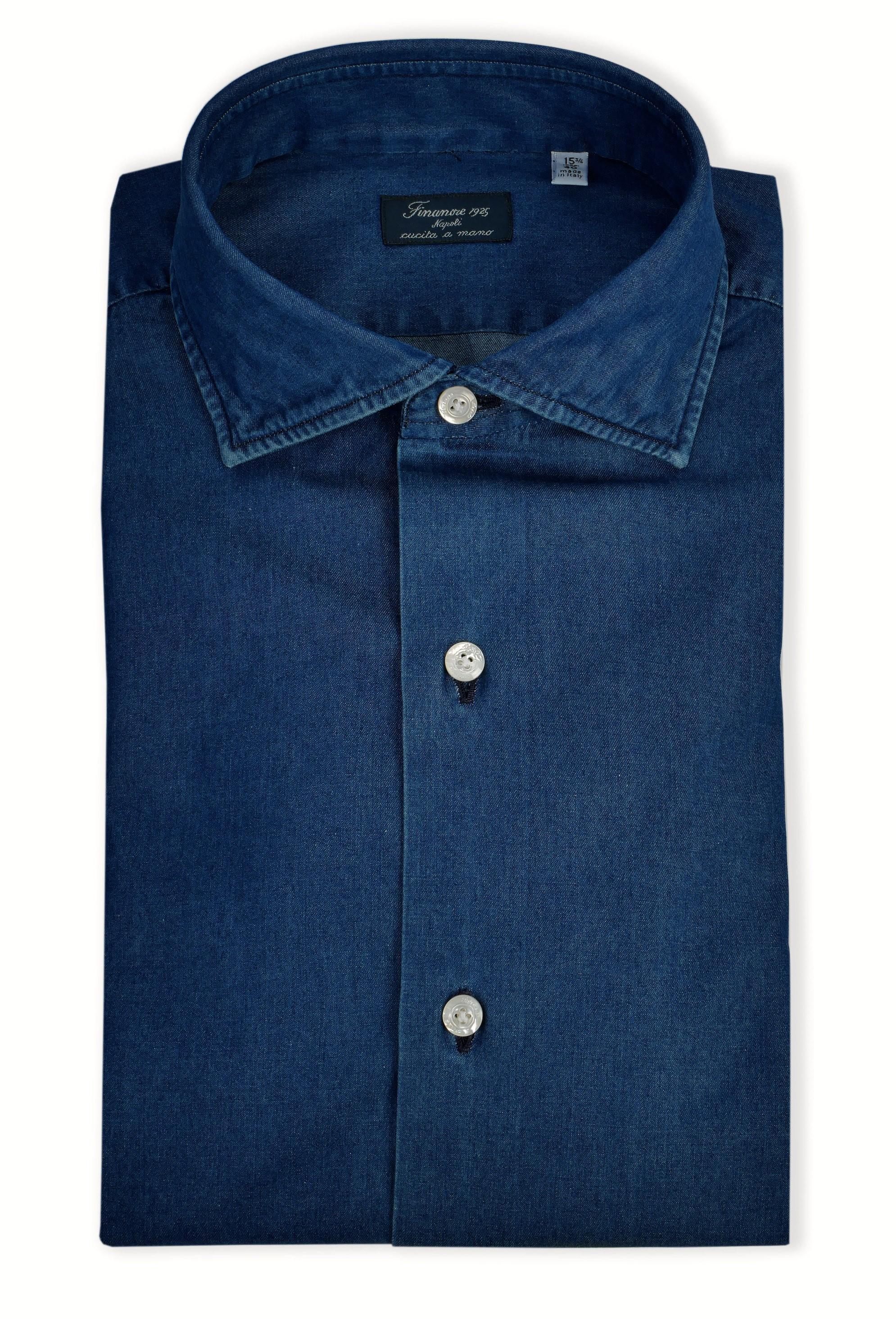Finamore Camicia sartoriale in denim stone washed linea milano 19542-C0160/2-ZANTE 12 