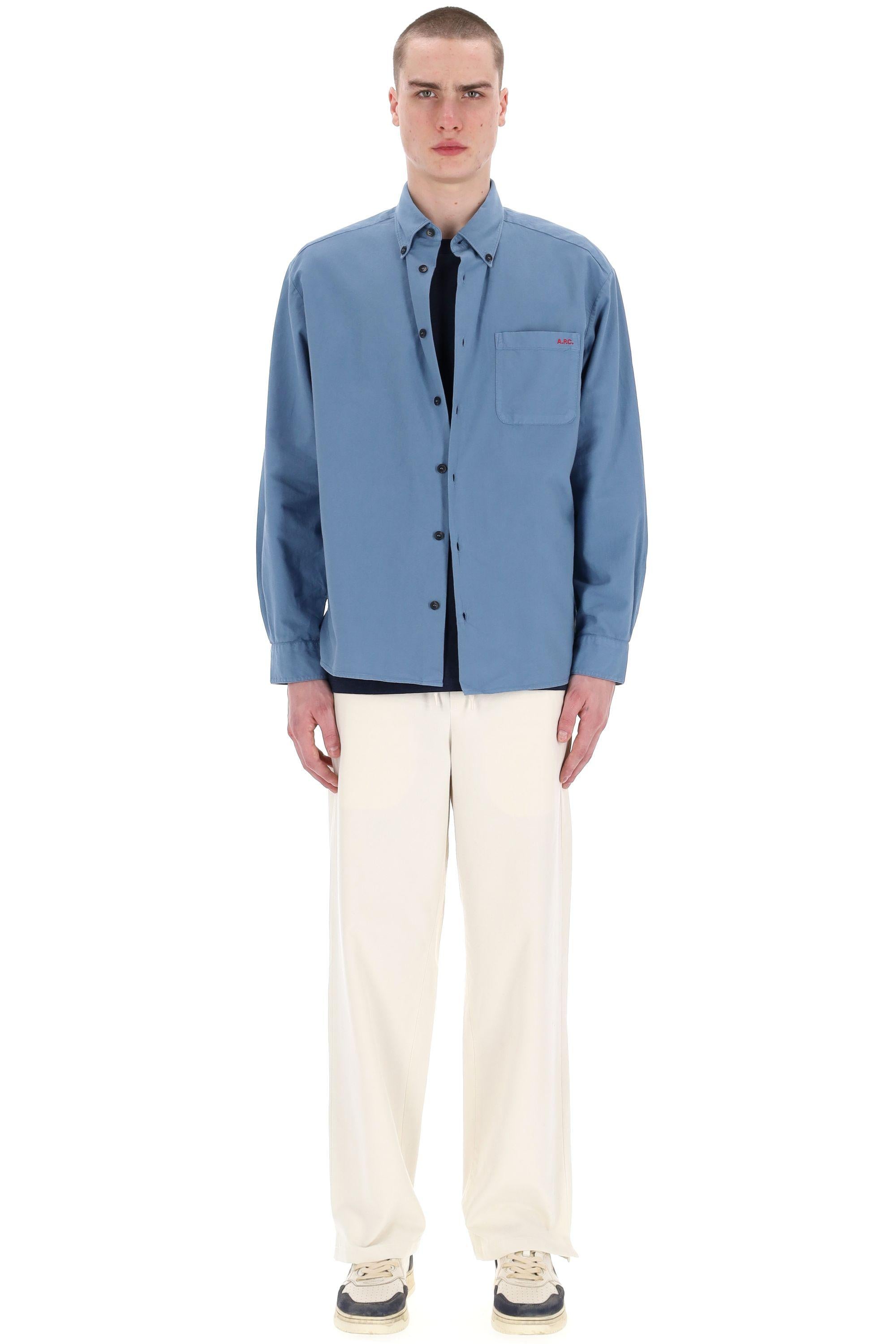A.P.C. Camicia in cotone con button down e taschino COHAH-H12599 IAC 