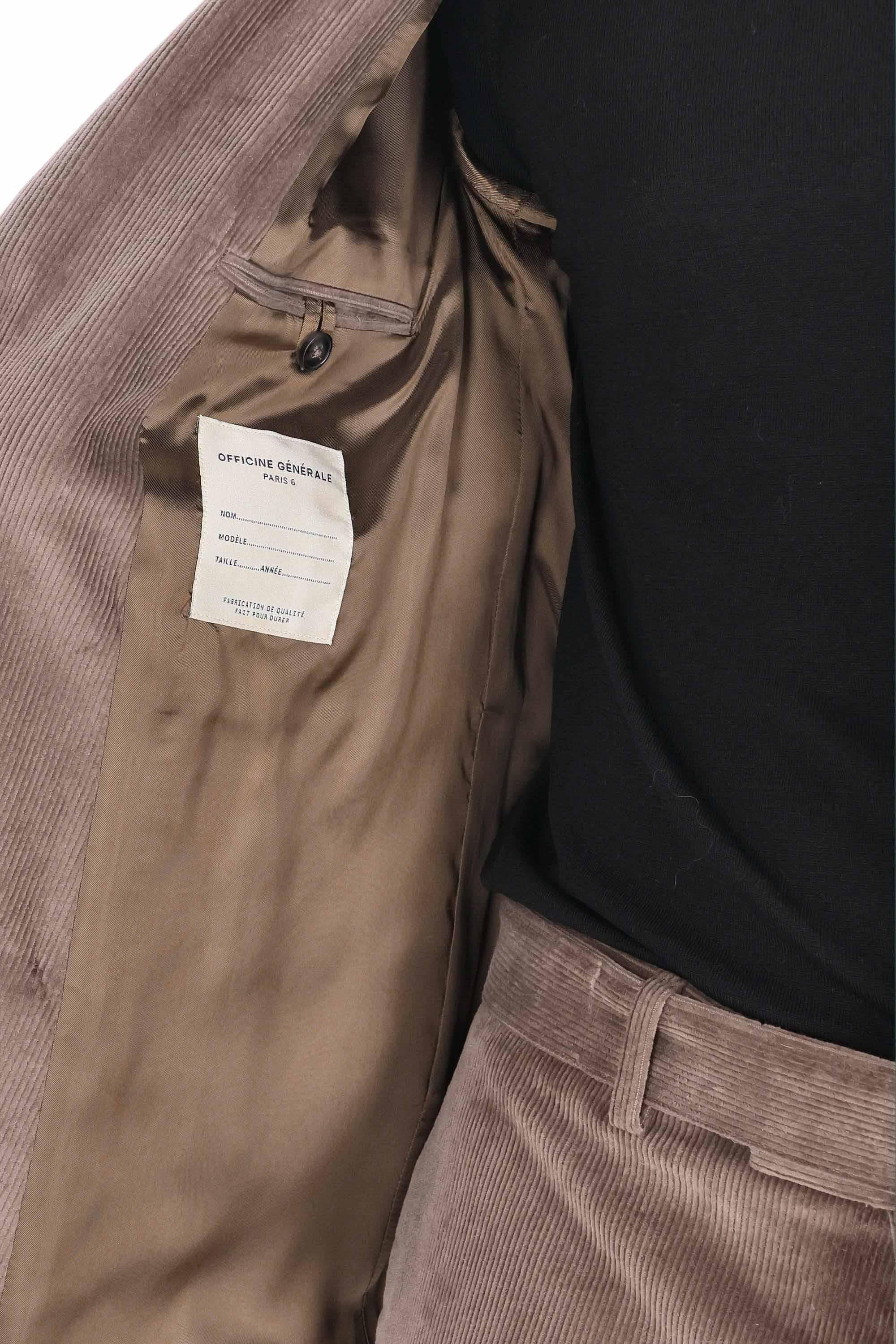 Officine Générale Giacca petto e mezzo in velluto a coste mod. Leon MTLG408 TAUPE 