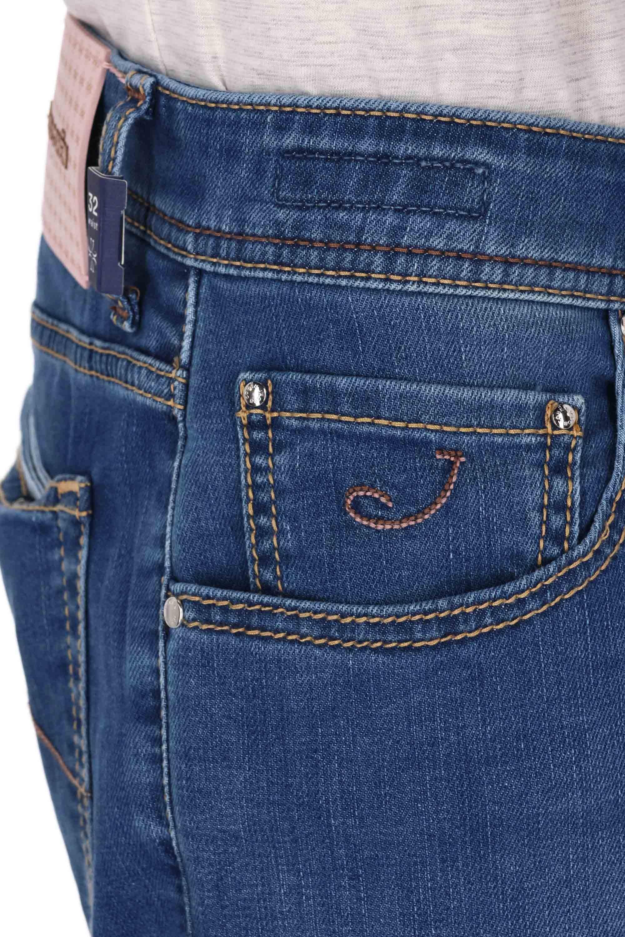 Jacob Cohen Jeans etichetta pelle logata rosa in cotone comfort Nick fit QE006-056-S4255 200D 