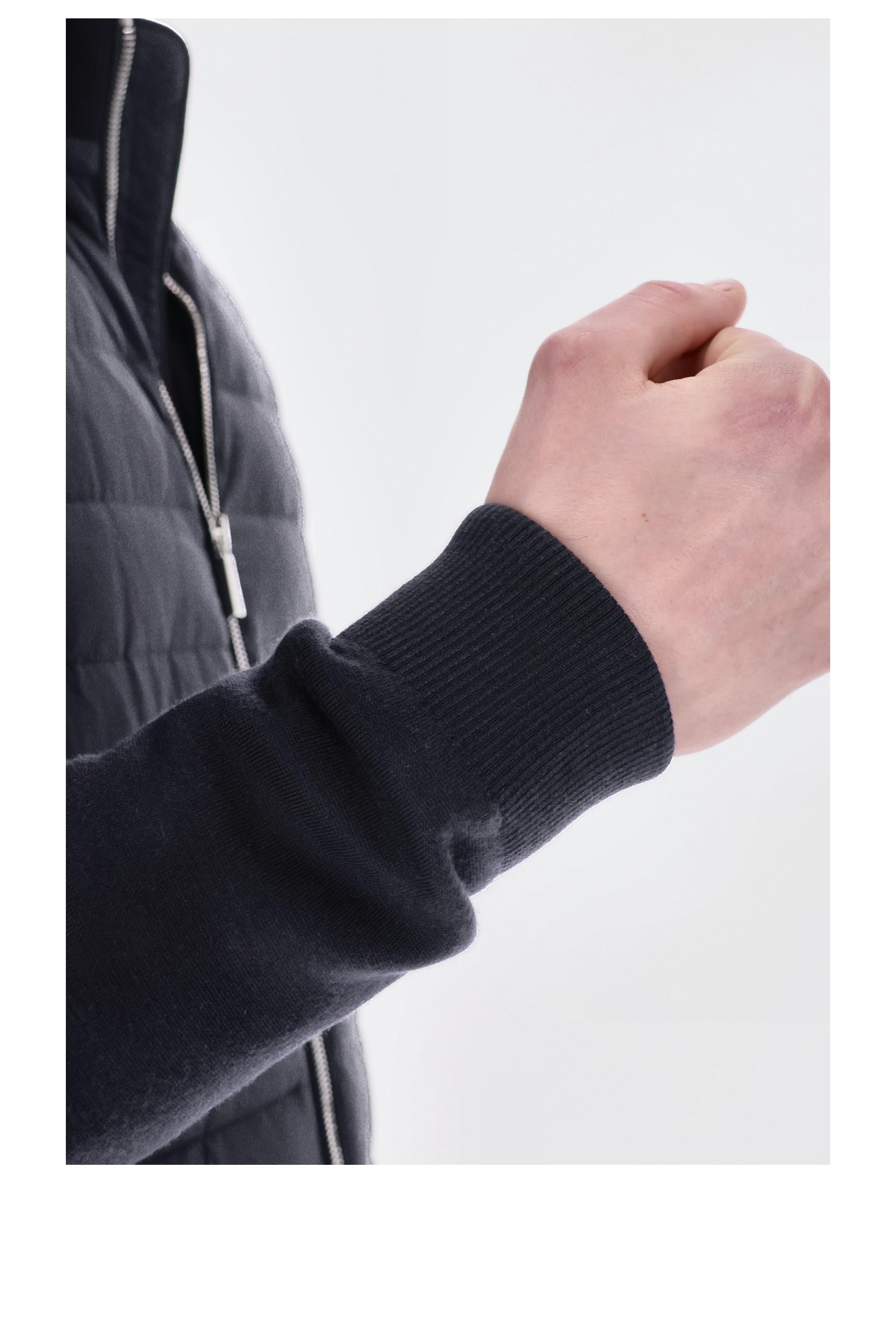 Giubbino bimaterico in piuma con maniche in jersey di cotone DUNCAN-S3Z DARK BLU Moorer 