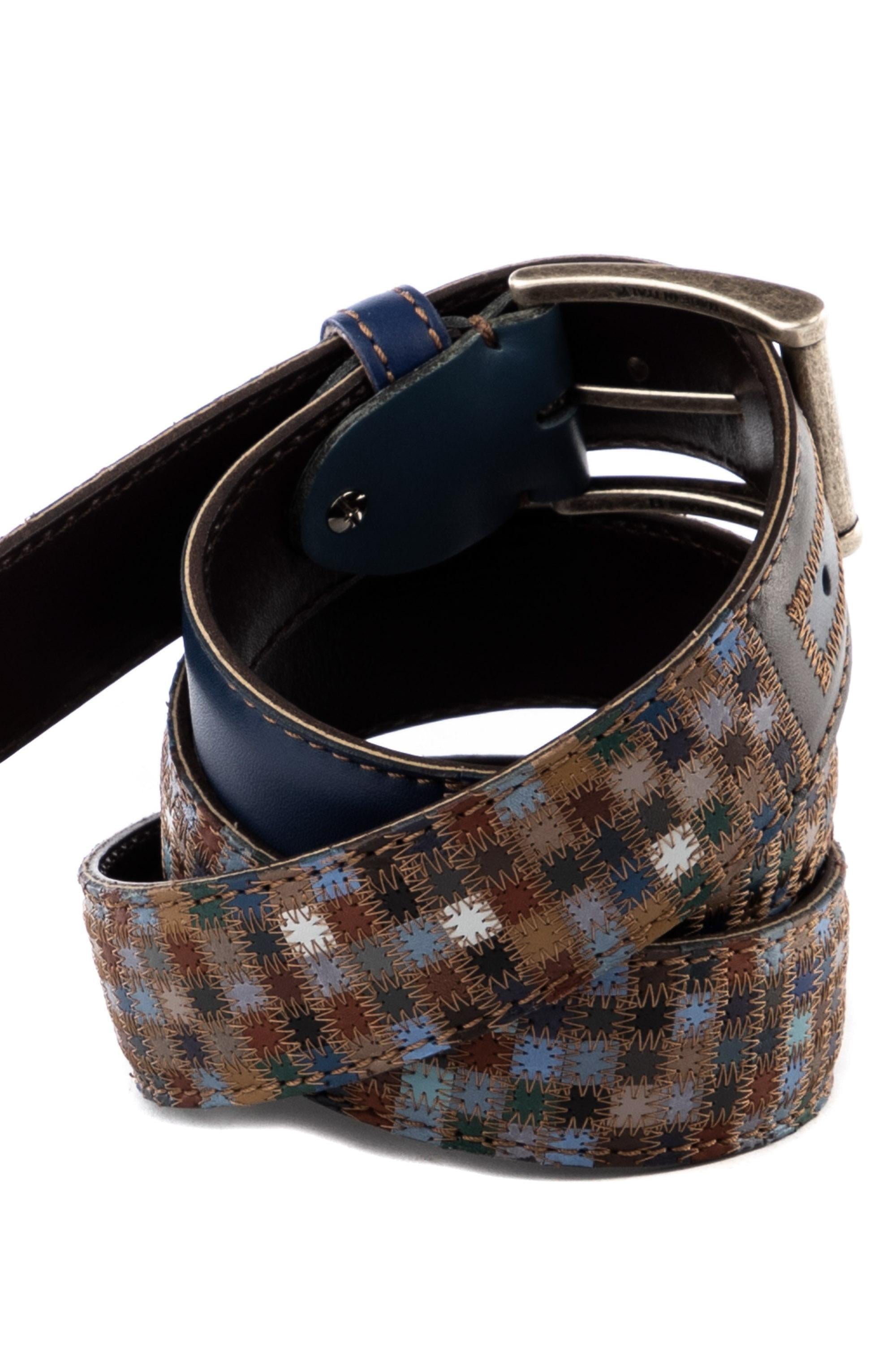 Cintura artigianale in pelle "Piastrelline" ARLECCHINO VIT MLTCLR Artigianato Italiano 