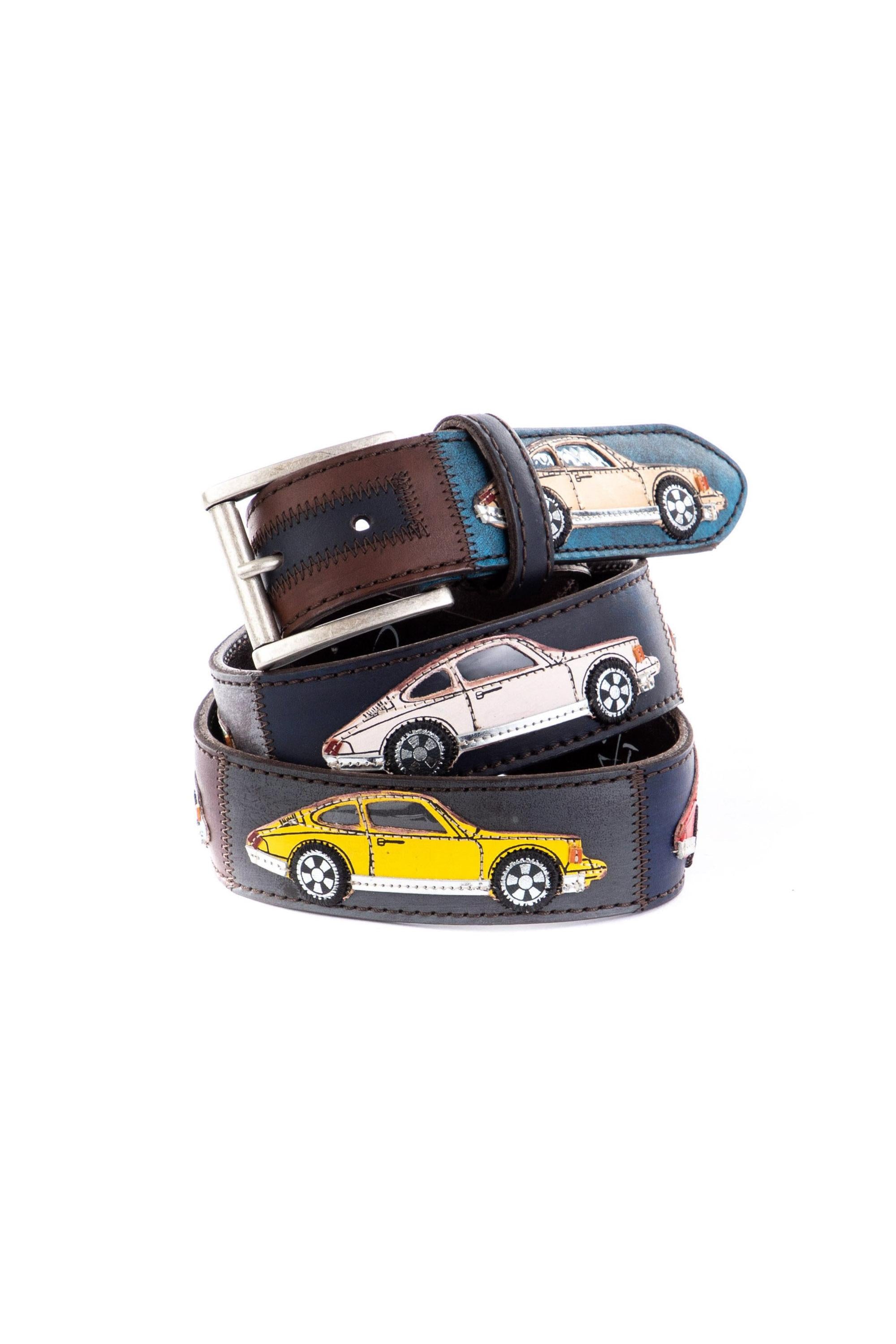 Artigianato Italiano Cintura artigianale in pelle "Porsche 911 in cornice vintage" PORSCHE 911 COR NN 