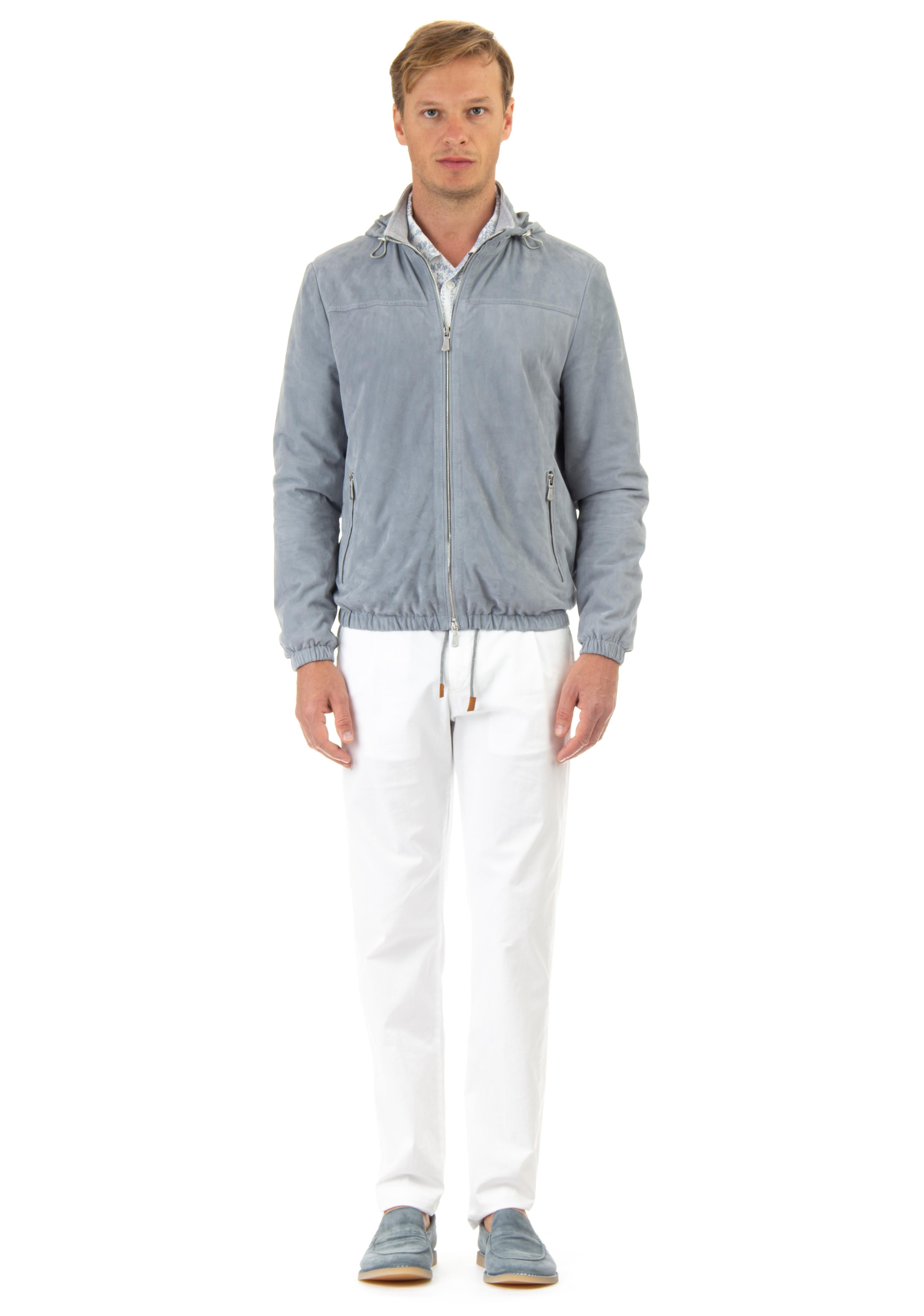 Giubbino bomber in camoscio con cappuccio staccabile G75GBTG13 PEL0G014 08 Eleventy 
