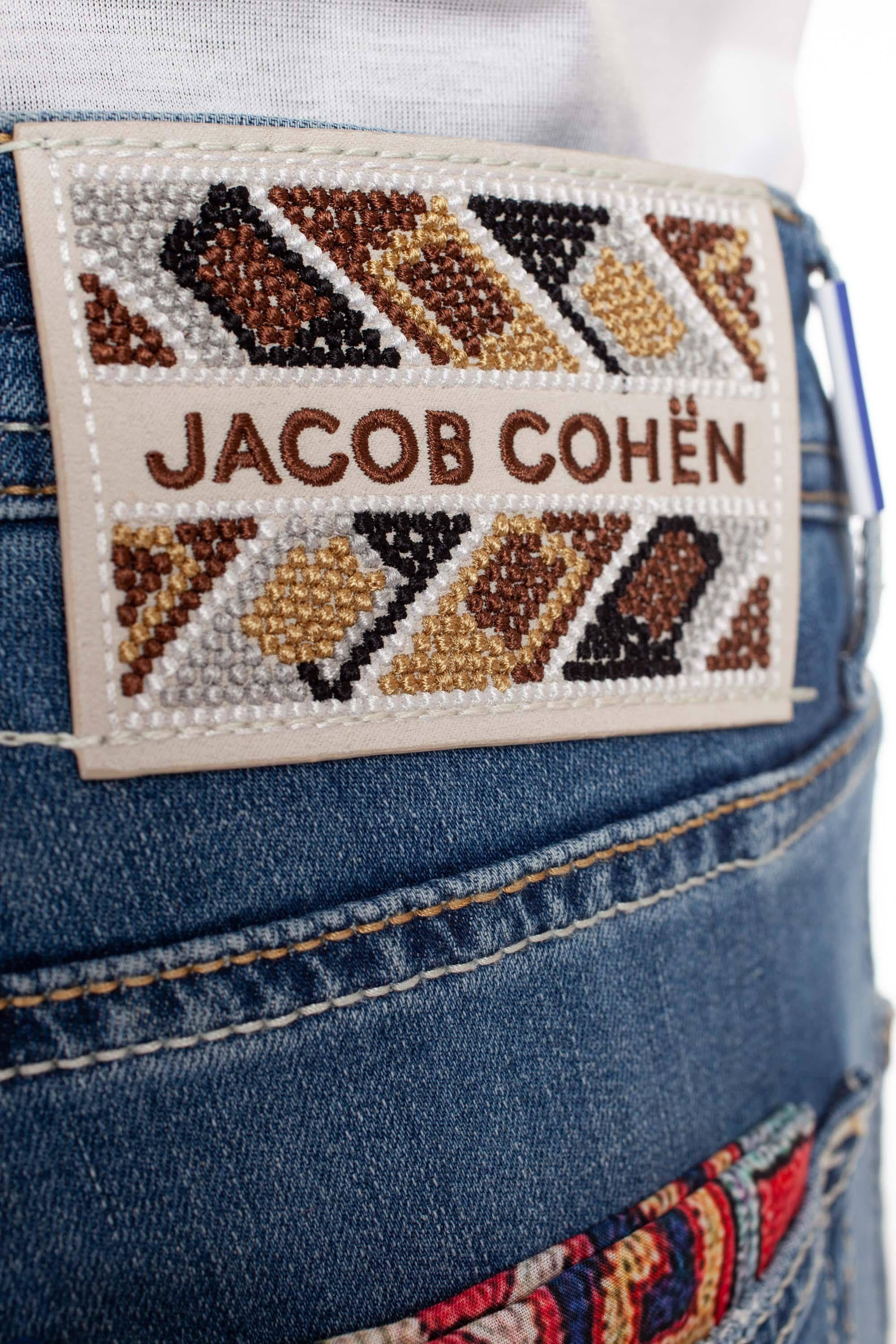 Jacob Cohen Jeans in cotone-lino etichetta in tessuto Nick Slim fit M07 32 S3737 NICK SLIM 670D 