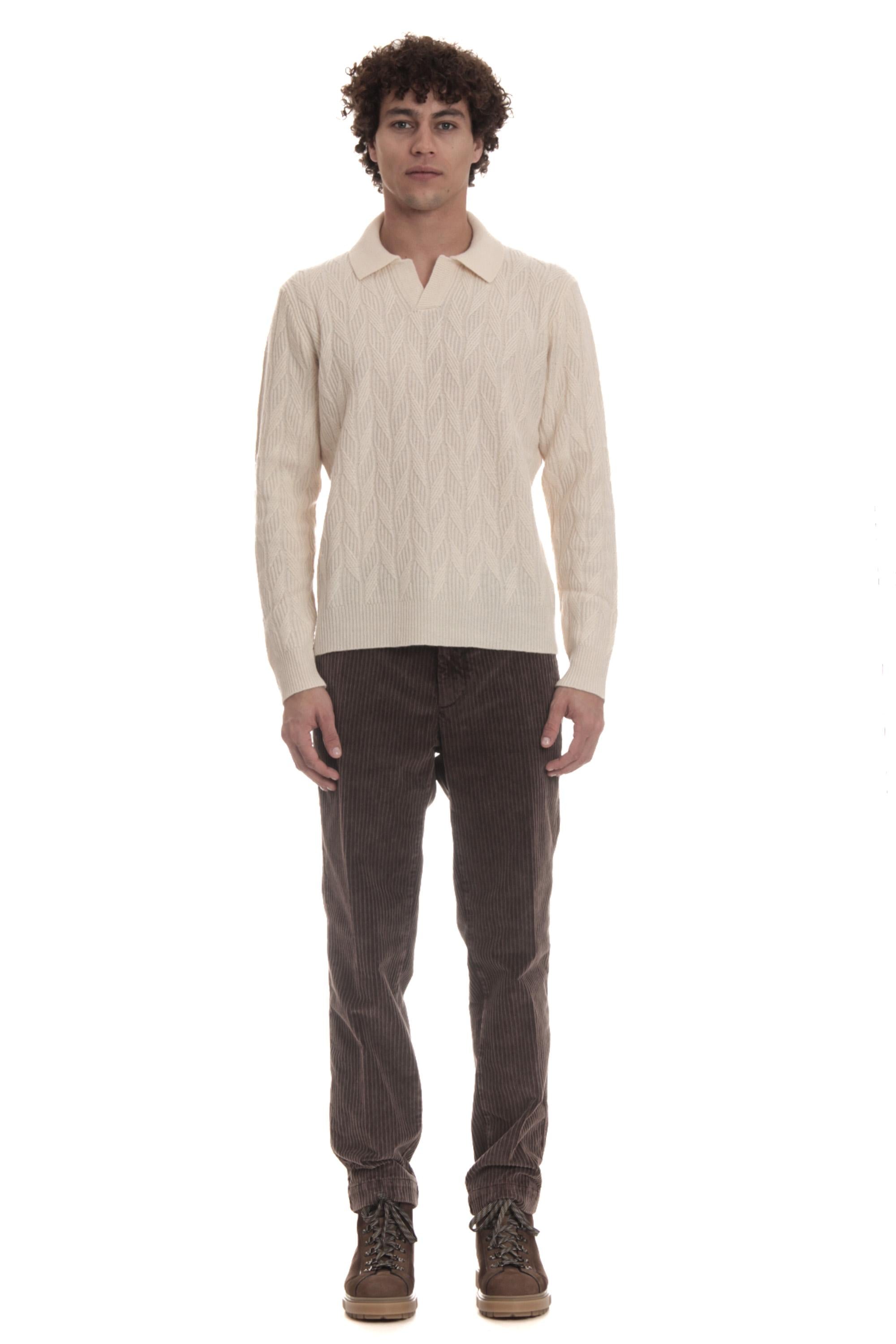 Polo open collar in lana di agnello D7W146SP.3 125 Drumohr 