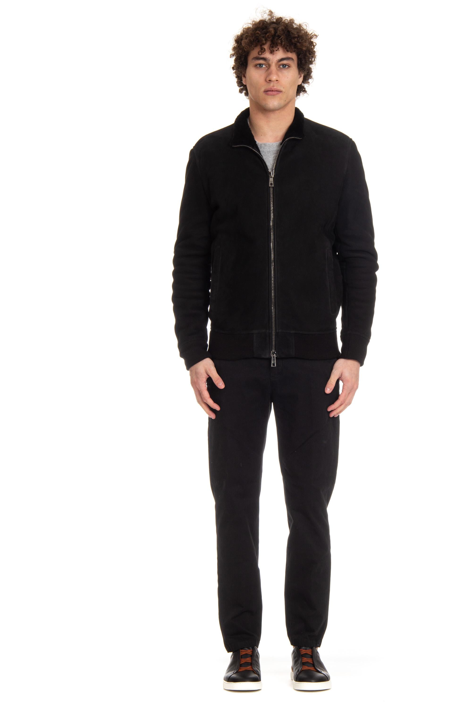 Giorgio Brato Montone zippato con fasce in maglia GU24F10010MEVL/2 NERO 