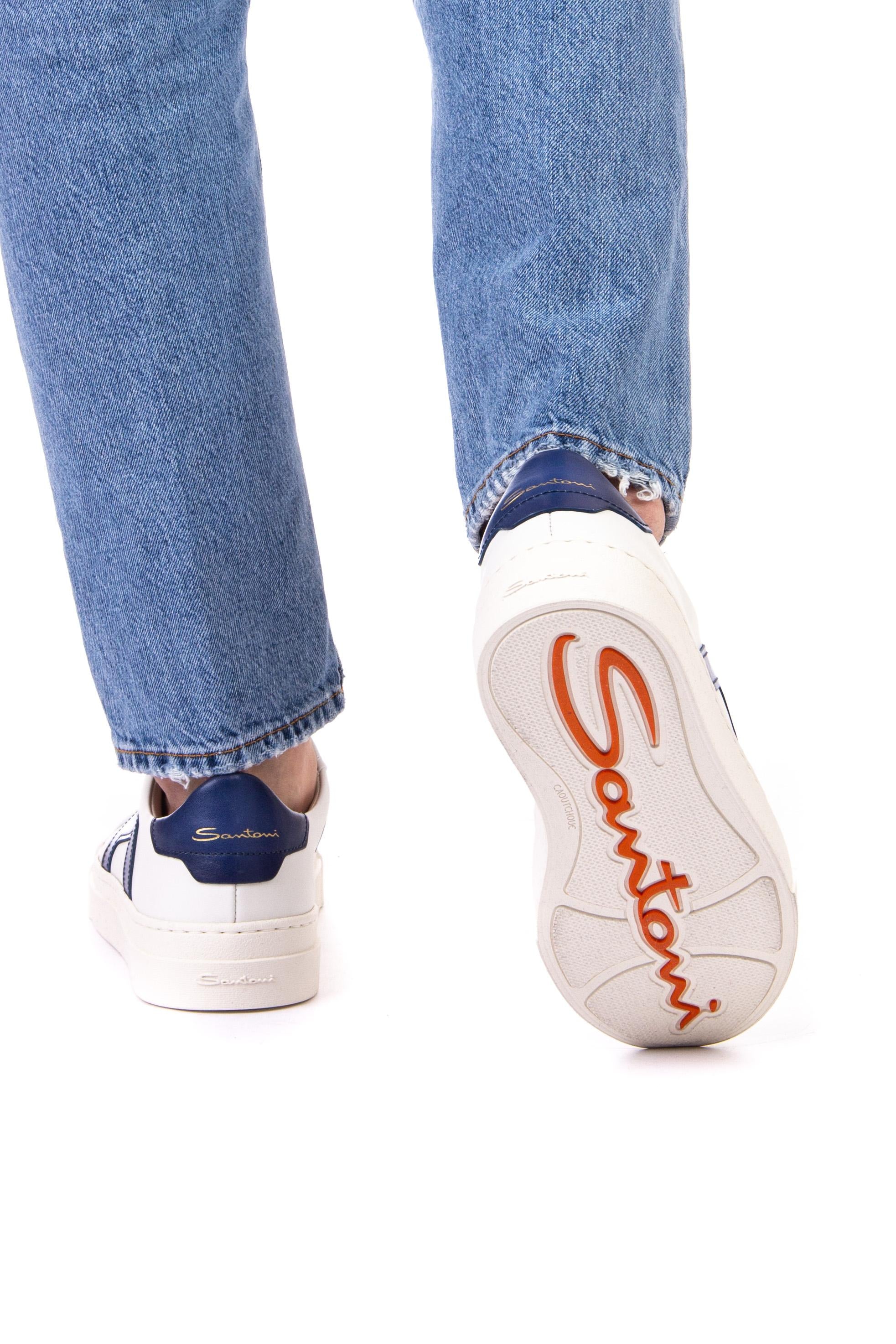 Sneaker in pelle double buckle MBGT21779PNNGXAV I48 Santoni 
