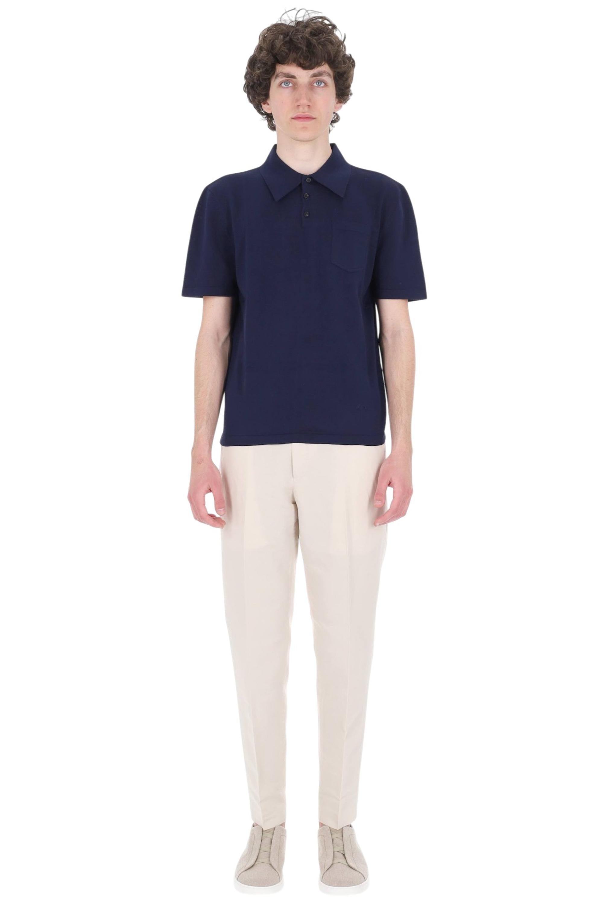 A.P.C. Polo in cotone con taschino mod. Colin COHNW-H23478/2 IAK-DARK NAVY 