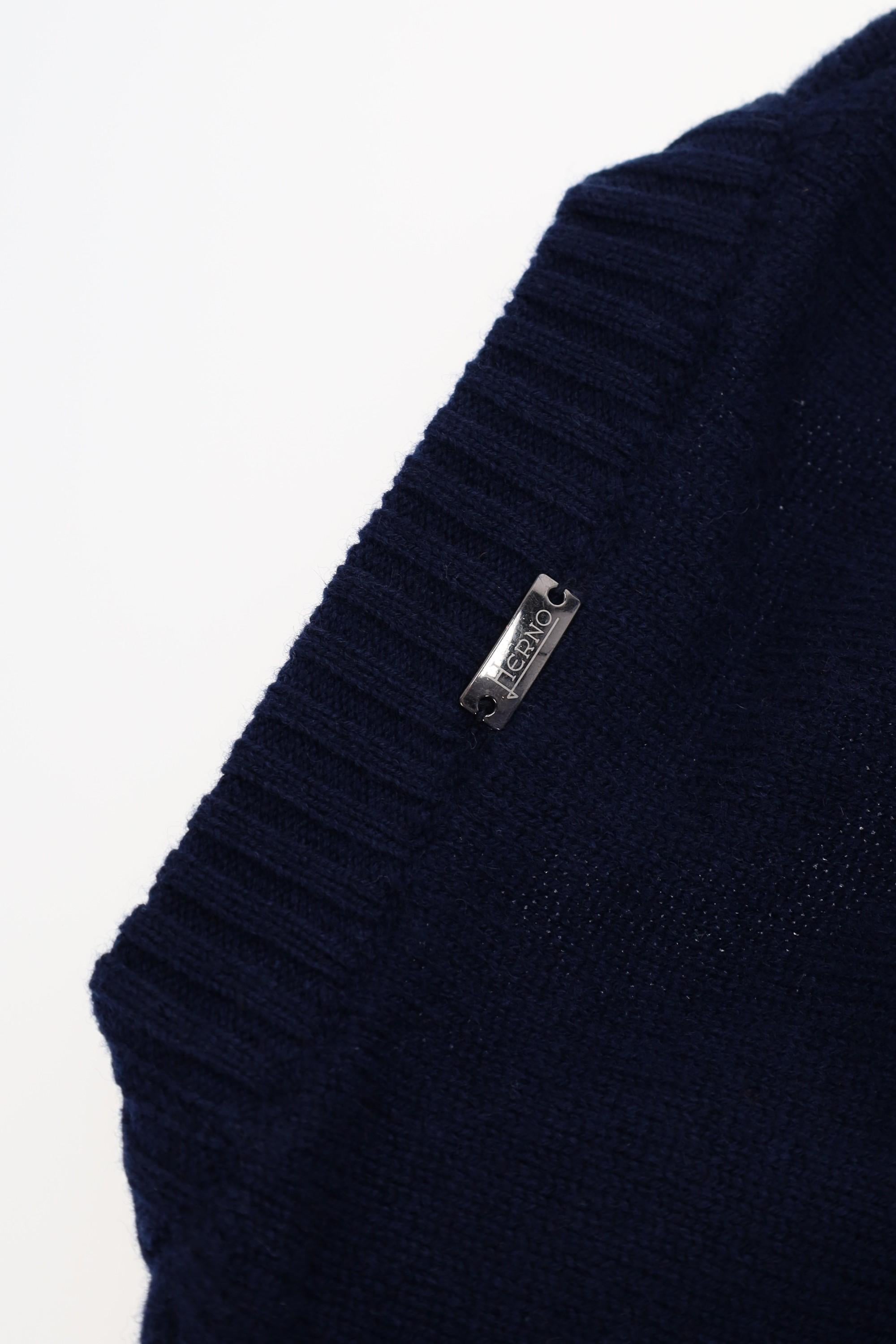 Herno Maglia girocollo in lana-cashmere toppe camoscio MG000145U/2 9200 