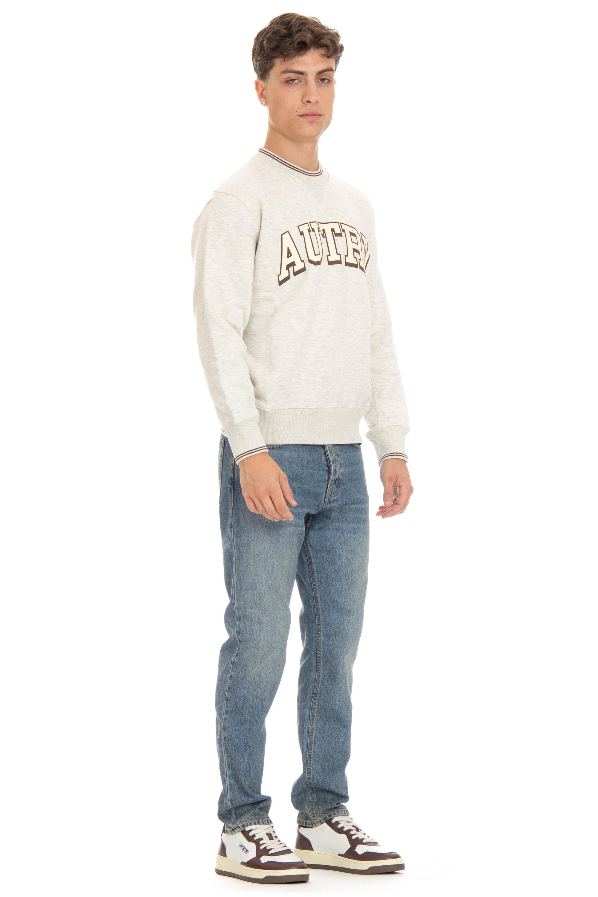 Autry Felpa girocollo in cotone con logo SWPM 03H2 WH/CHOC 
