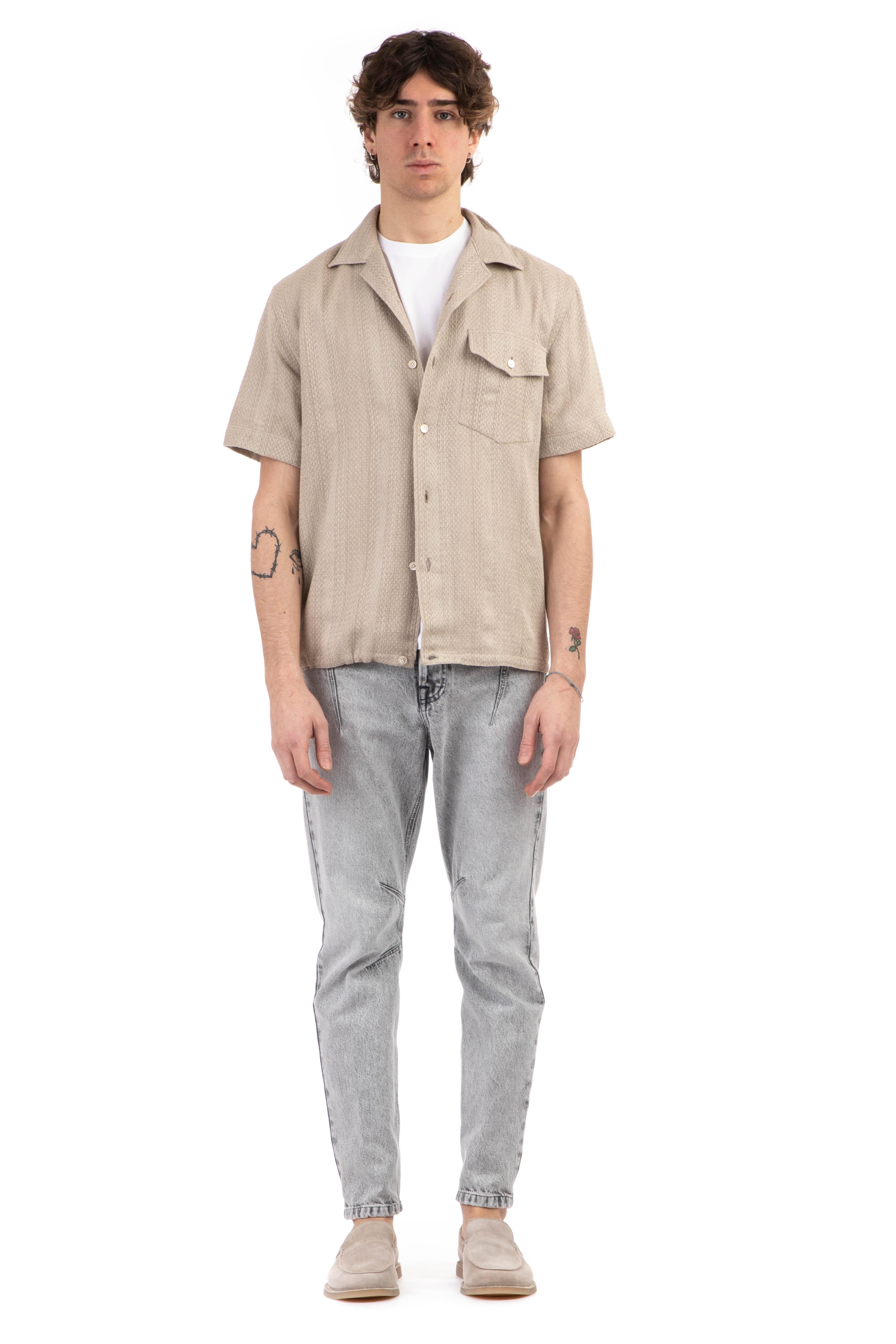 Camicia tramata in viscosa-lino-cotone G75CAMG01 TES0G078 02 Eleventy 