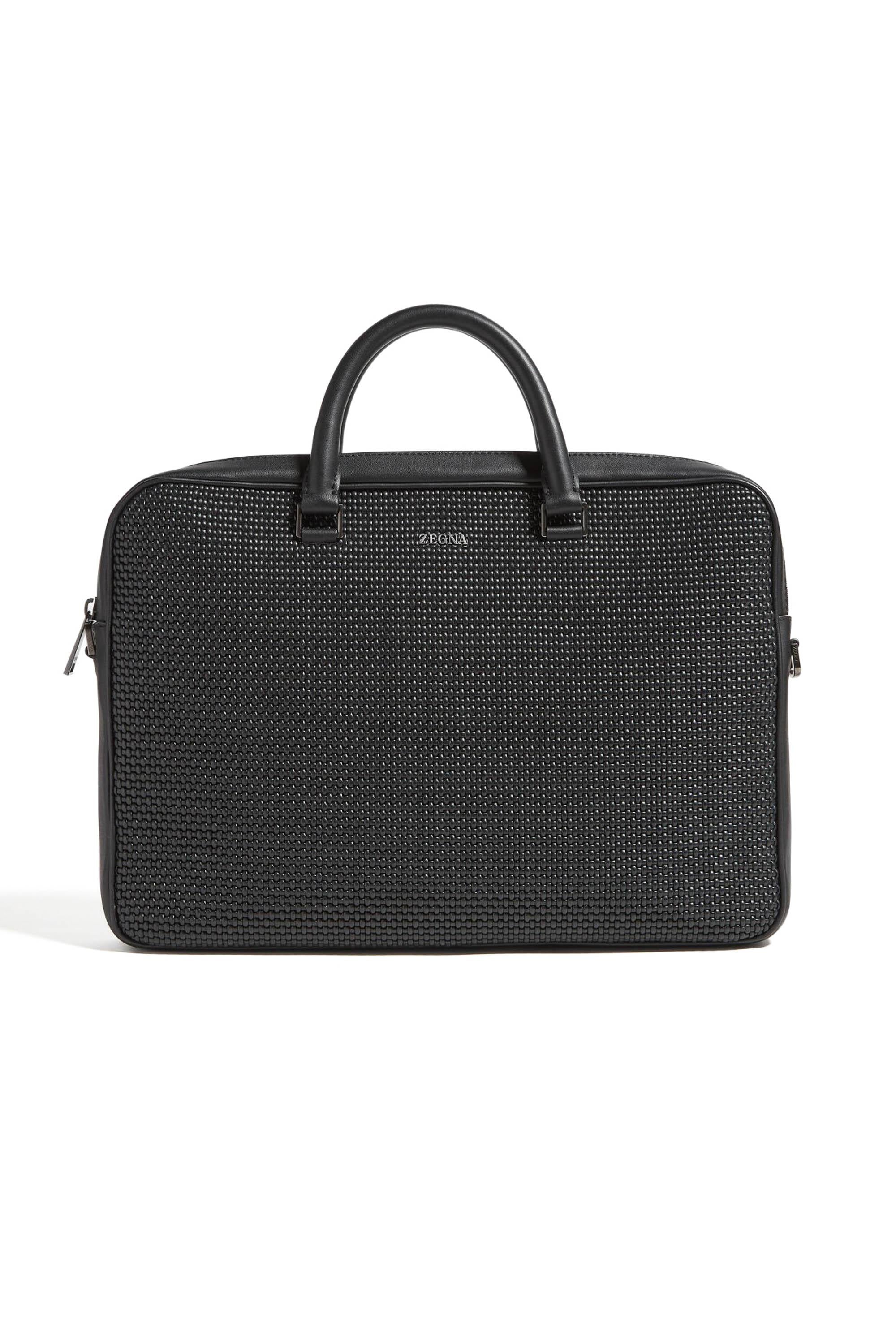 Business bag in pelle tessuta LHPTB C1904Z NER Zegna 