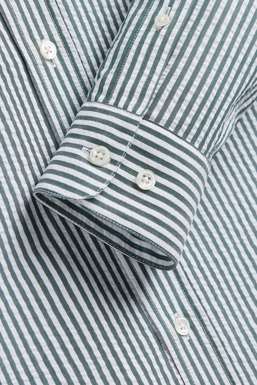 Portuguese Flannel Camicia Atlantico seersucker stripes bianco-verde 011/2 GREEN 