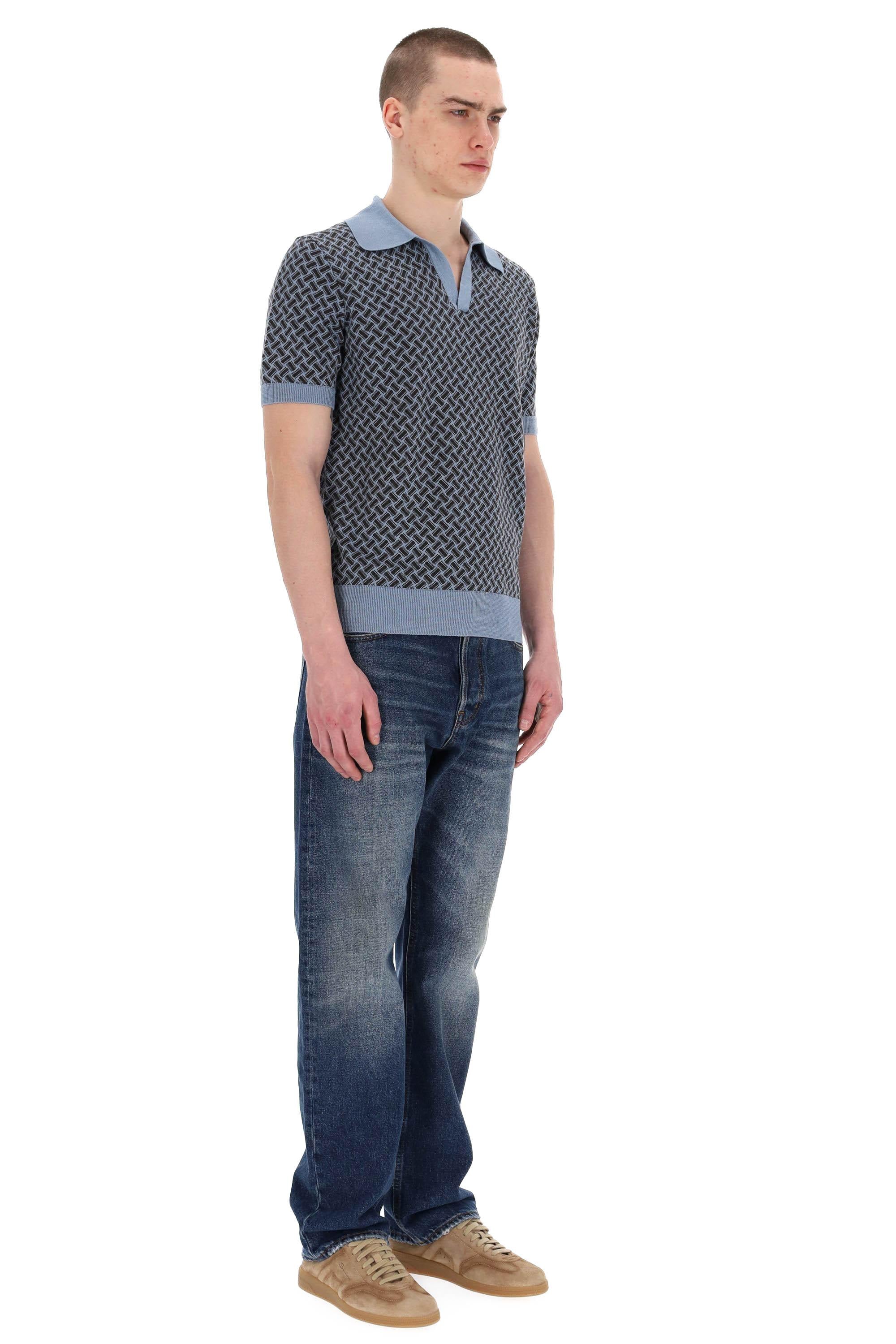 Drumohr Polo open collar biscottino in cotone-lino D9LZ146N-5 B47 