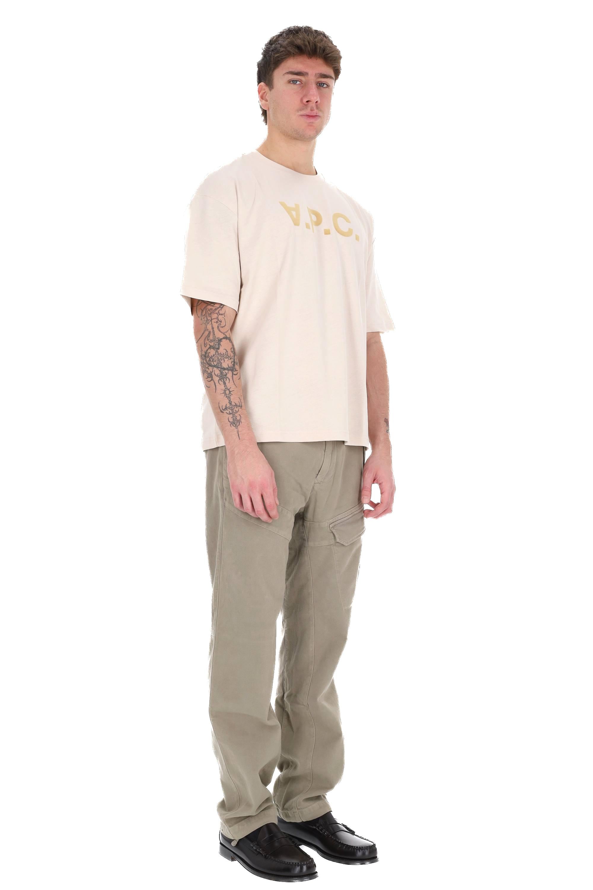 A.P.C. T-shirt in cotone con logo grande VPC COHLR-M26385 AAD-ECRU 