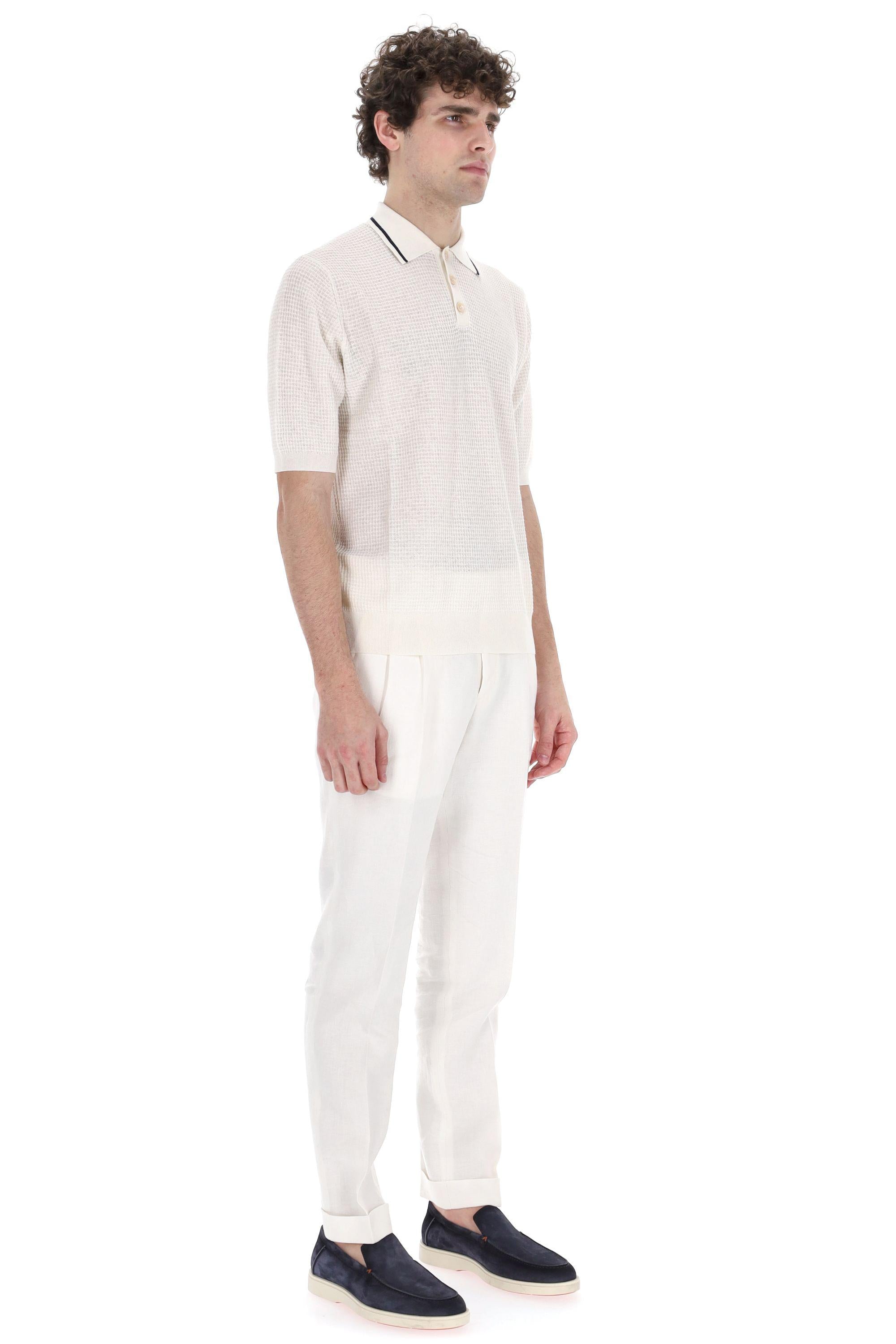 Polo tramata in cotone e lino B2W222 14C09-2 98108 Ballantyne 