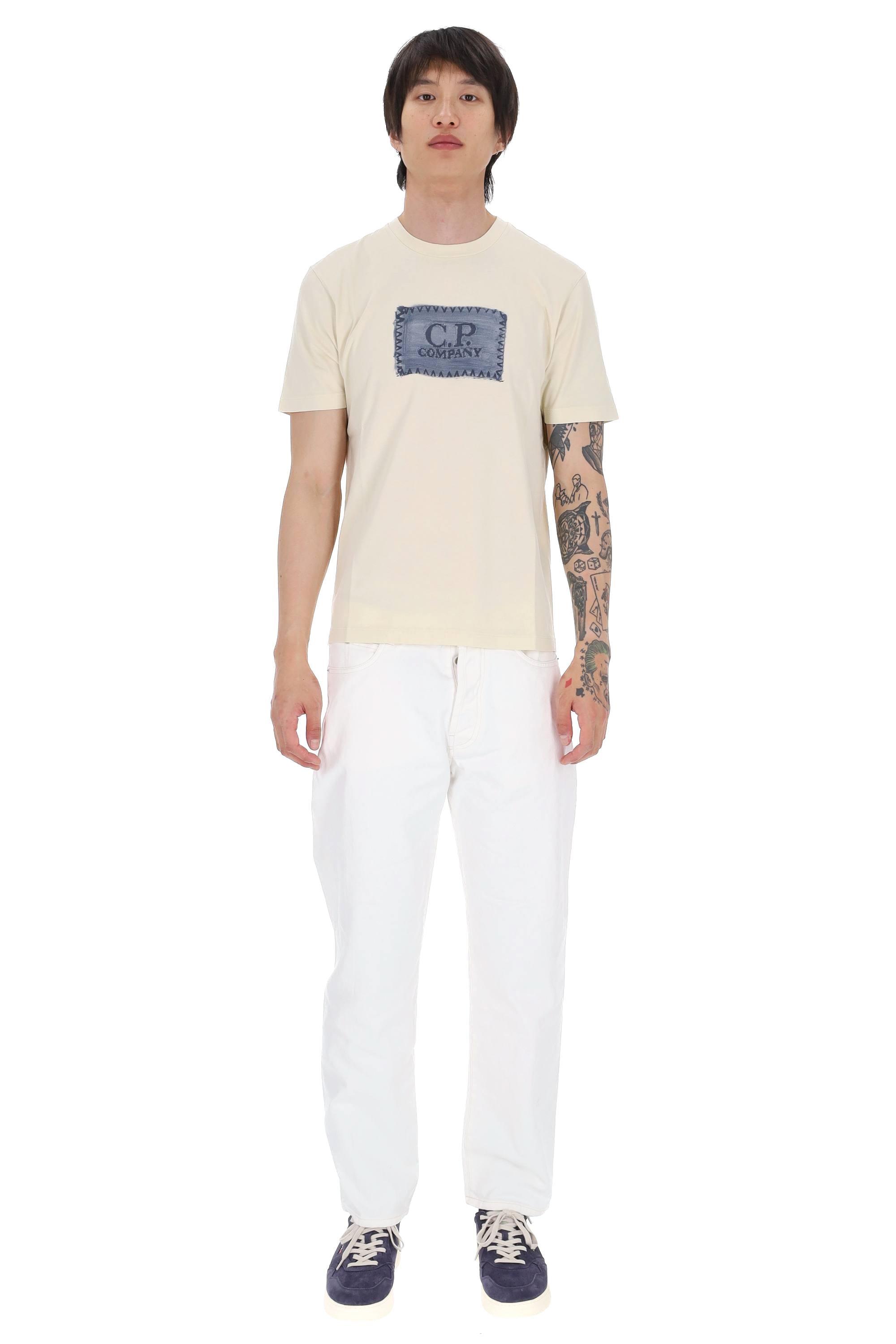 CP Company T-shirt in jersey di cotone 24/1 con logo 20CMTS294A 005431G 114 