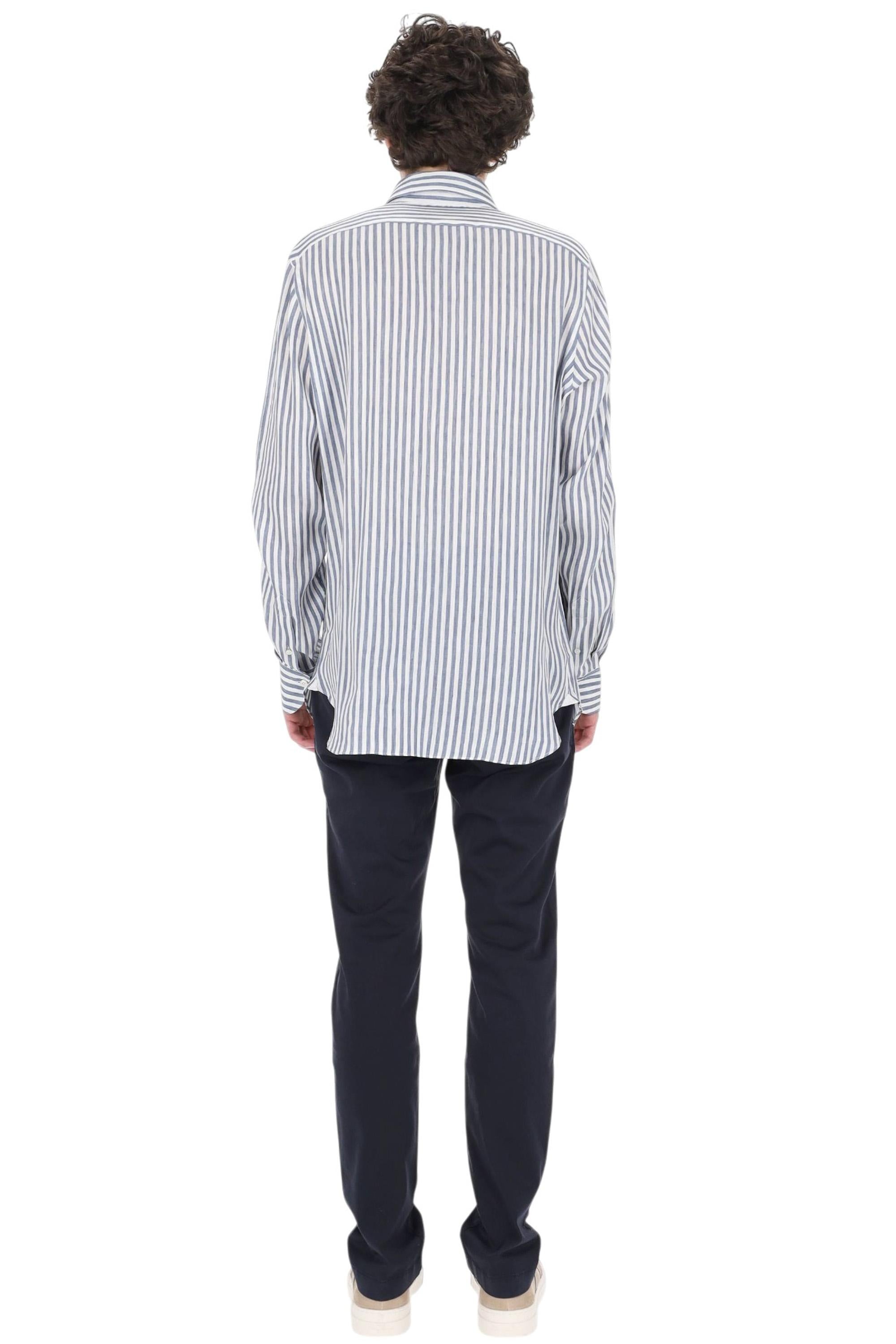 Finamore Camicia rigata in lino-lyocell modello Gaeta GT 013057 P6044 03 
