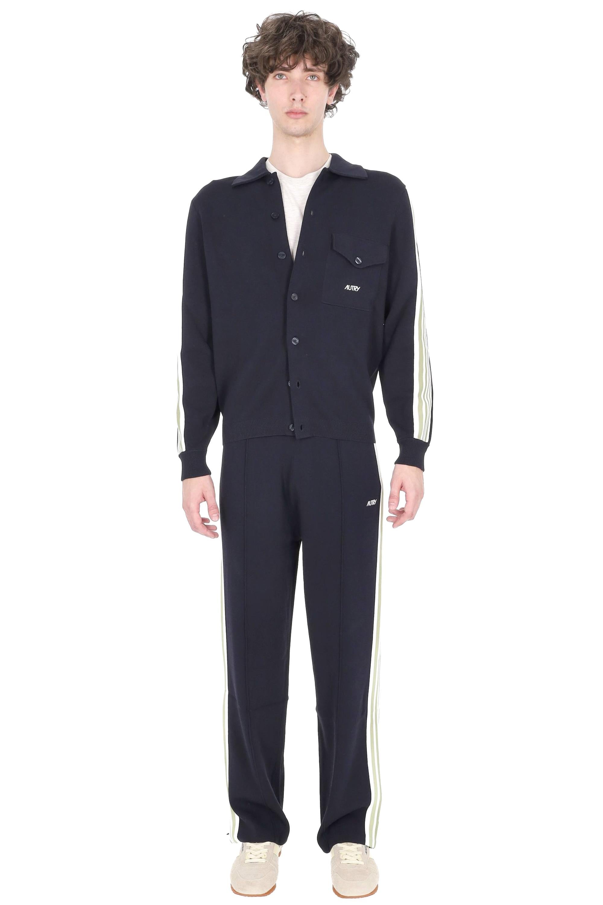 Autry Overshirt in viscosa-nylon con dettagli bande JAPM 026B KNIT BLUE 