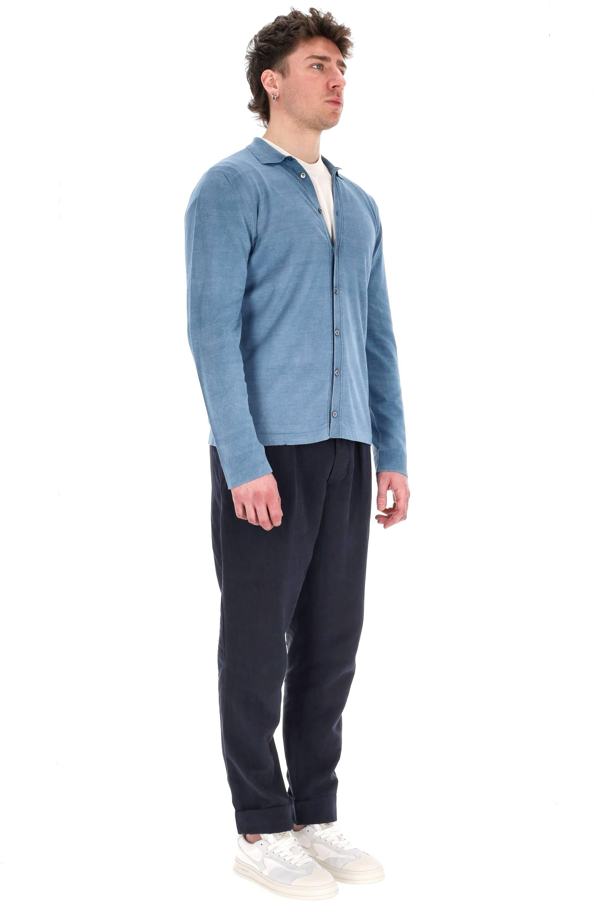 Camicia manica lunga in denim effetto brinato D0C111DB 001 Drumohr 