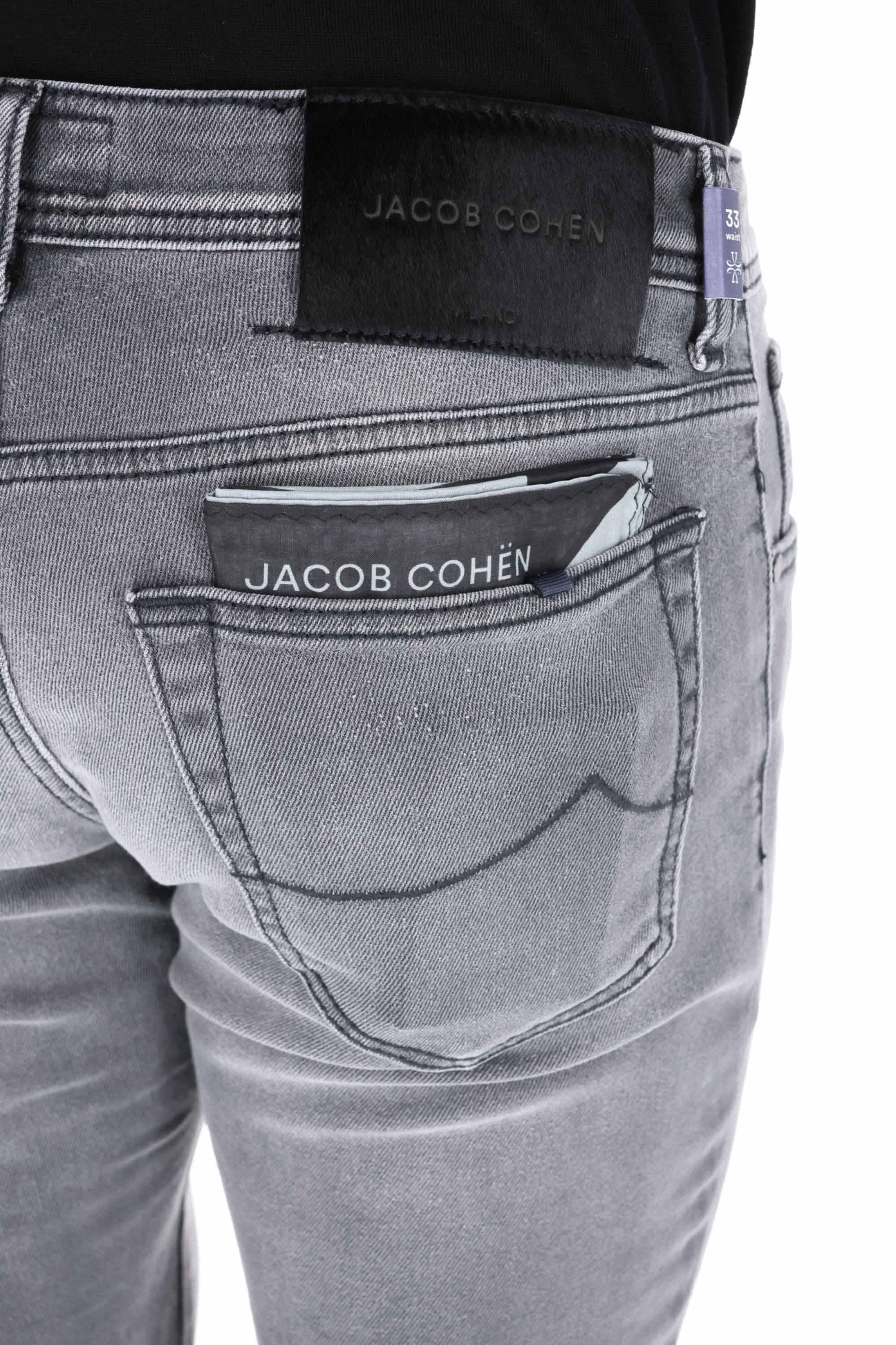 Jacob Cohen Jeans grigio in cotone comfort etichetta cavallino nero Nick fit JUX_QX006 N30 S3591/2 NICK 600D 