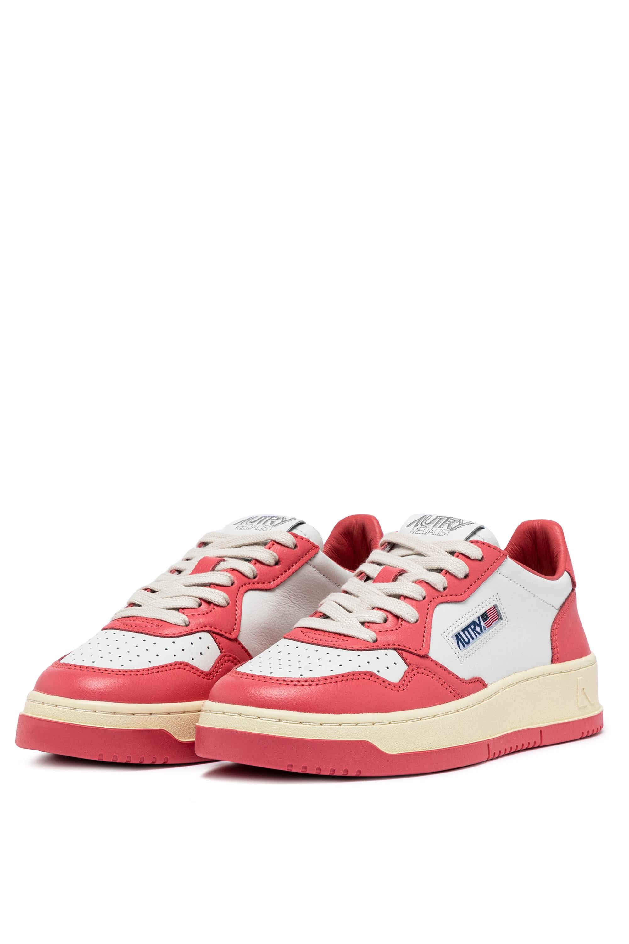 Autry Sneaker donna Medalist bicolor in pelle bianco/rosa intenso AULW WB55 WHT/TEAROSE 