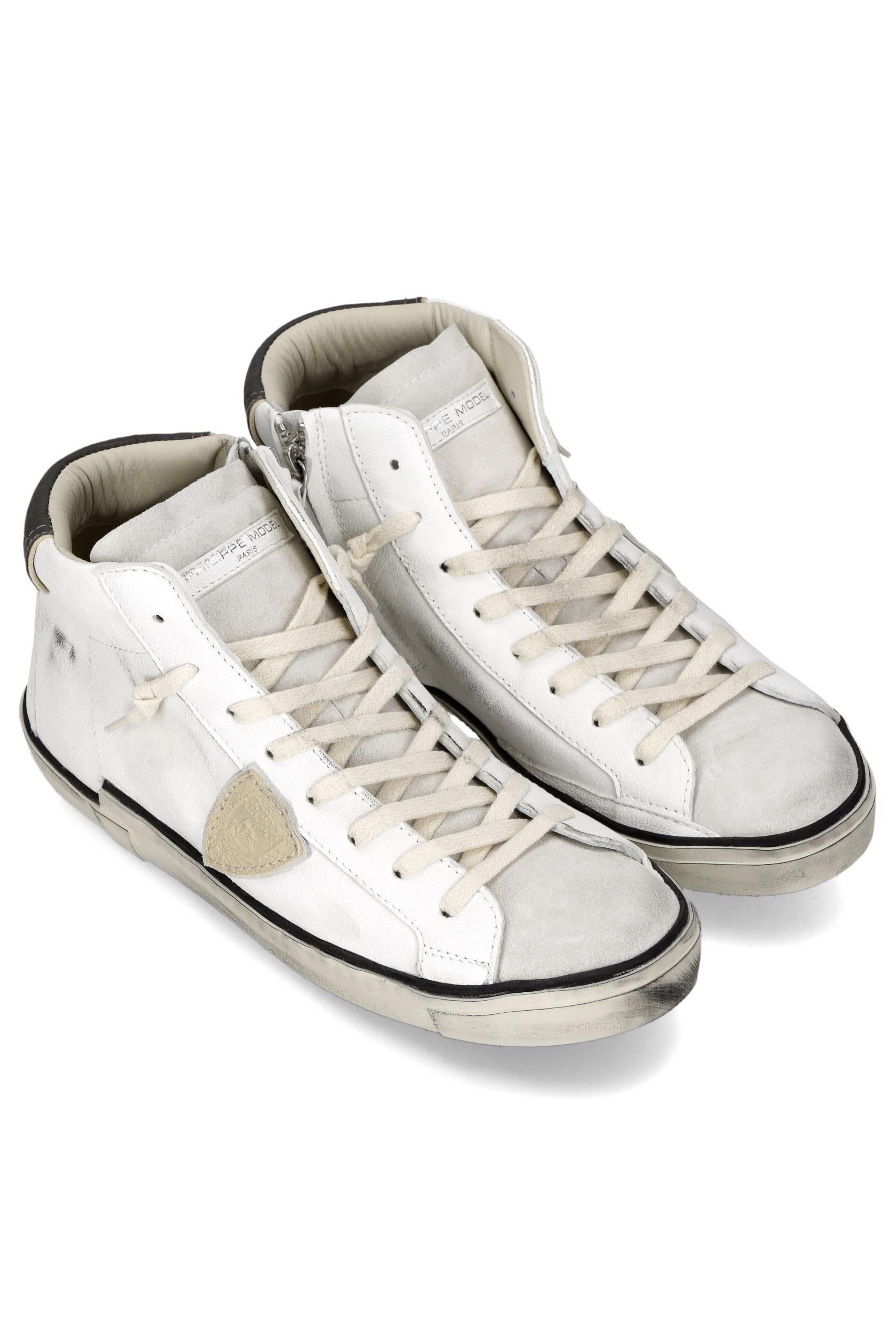 Sneaker mid in pelle e camoscio talloncino grigio PRHU PRSX/2 VVB2 Philippe Model 