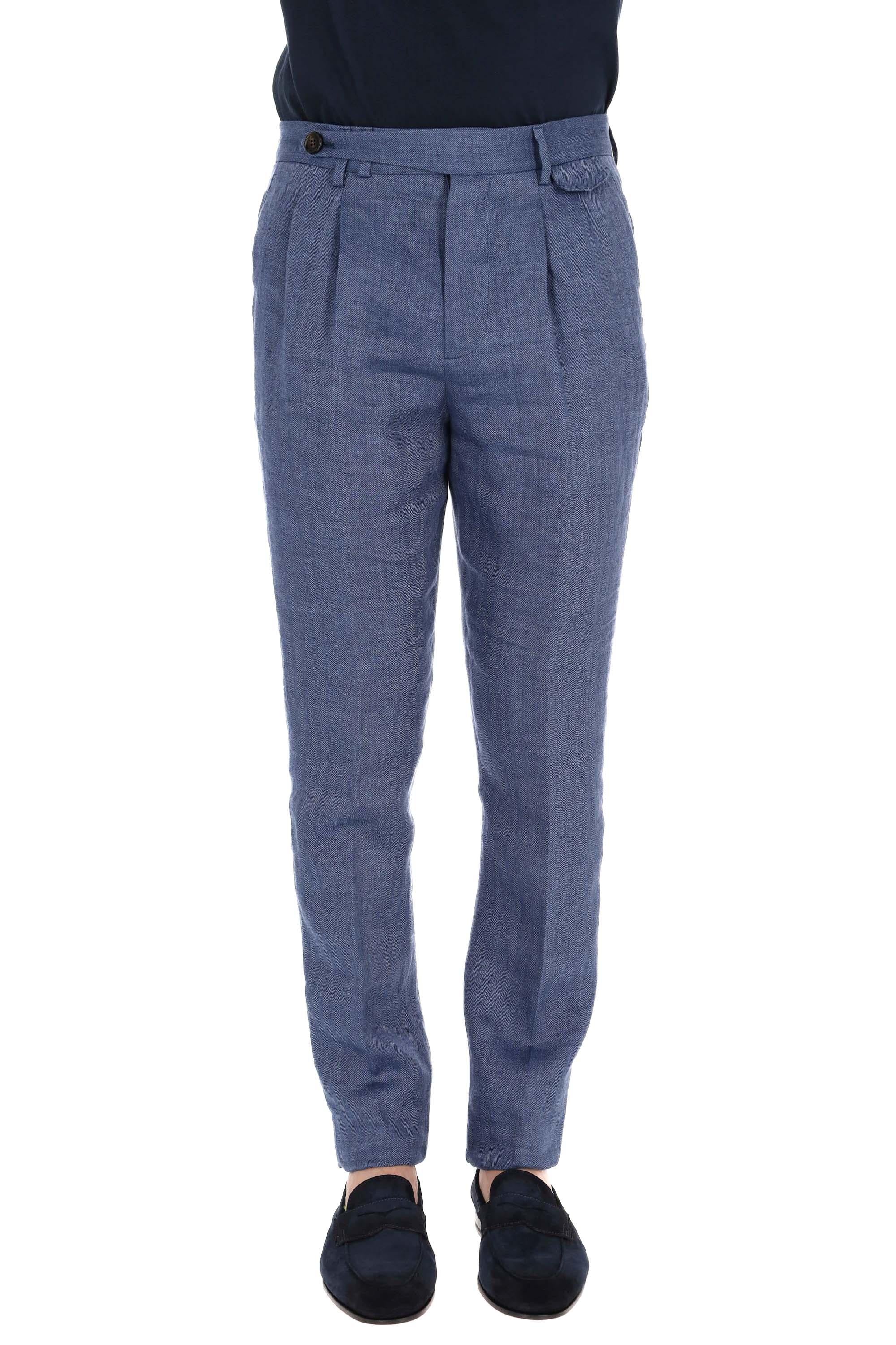 Pantalone in puro lino fantasia resca MH454E1920 C153 Brunello Cucinelli 