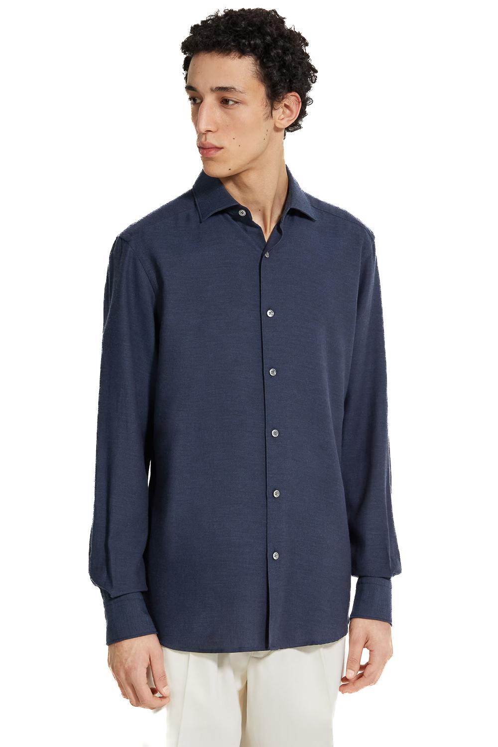 Zegna Camicia CashCo in cotone e cashmere E8X44A6-SRF5 190 