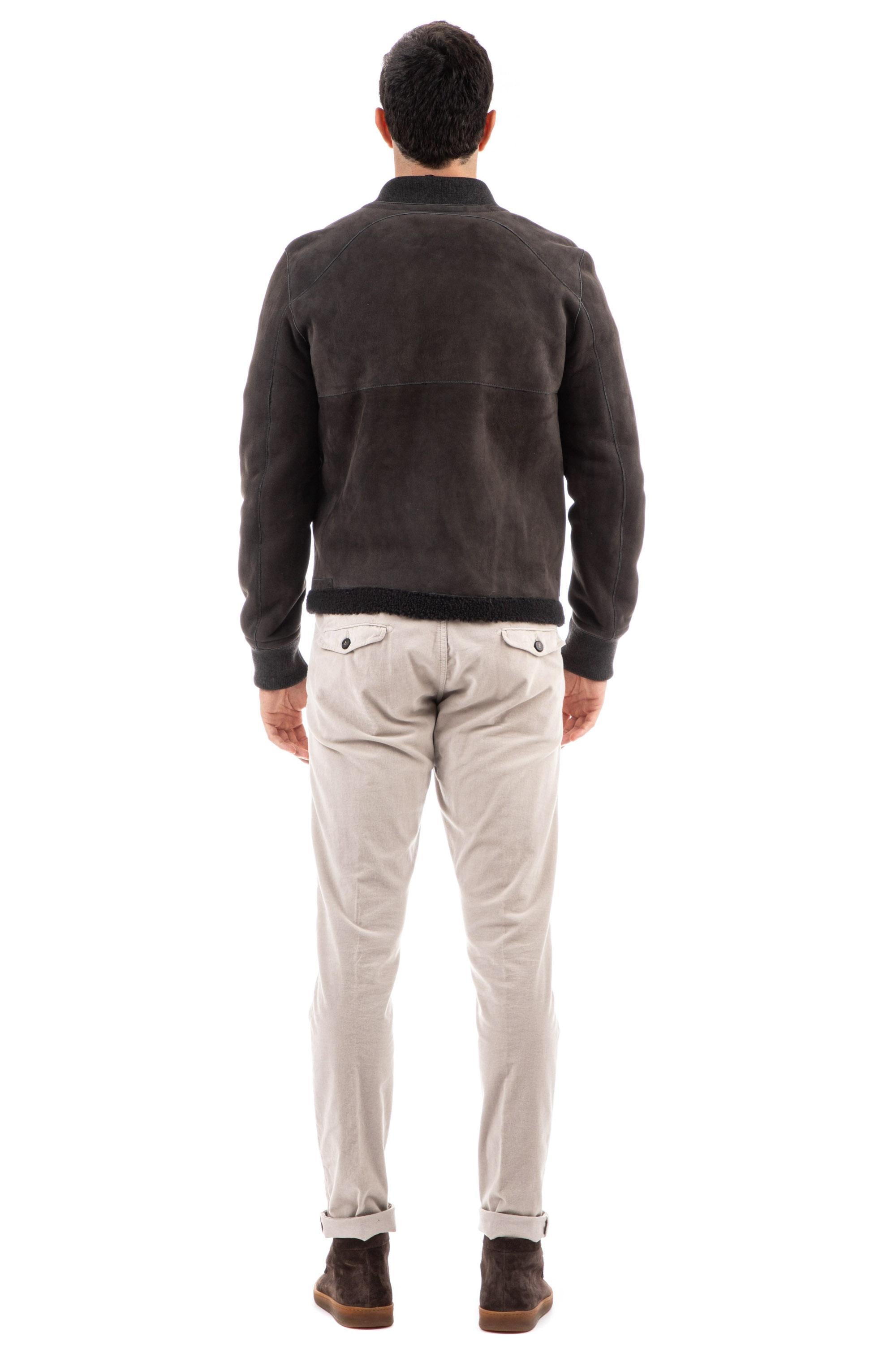 Salvatore Santoro Bomber in montone collo baseball 41537-U GREY 