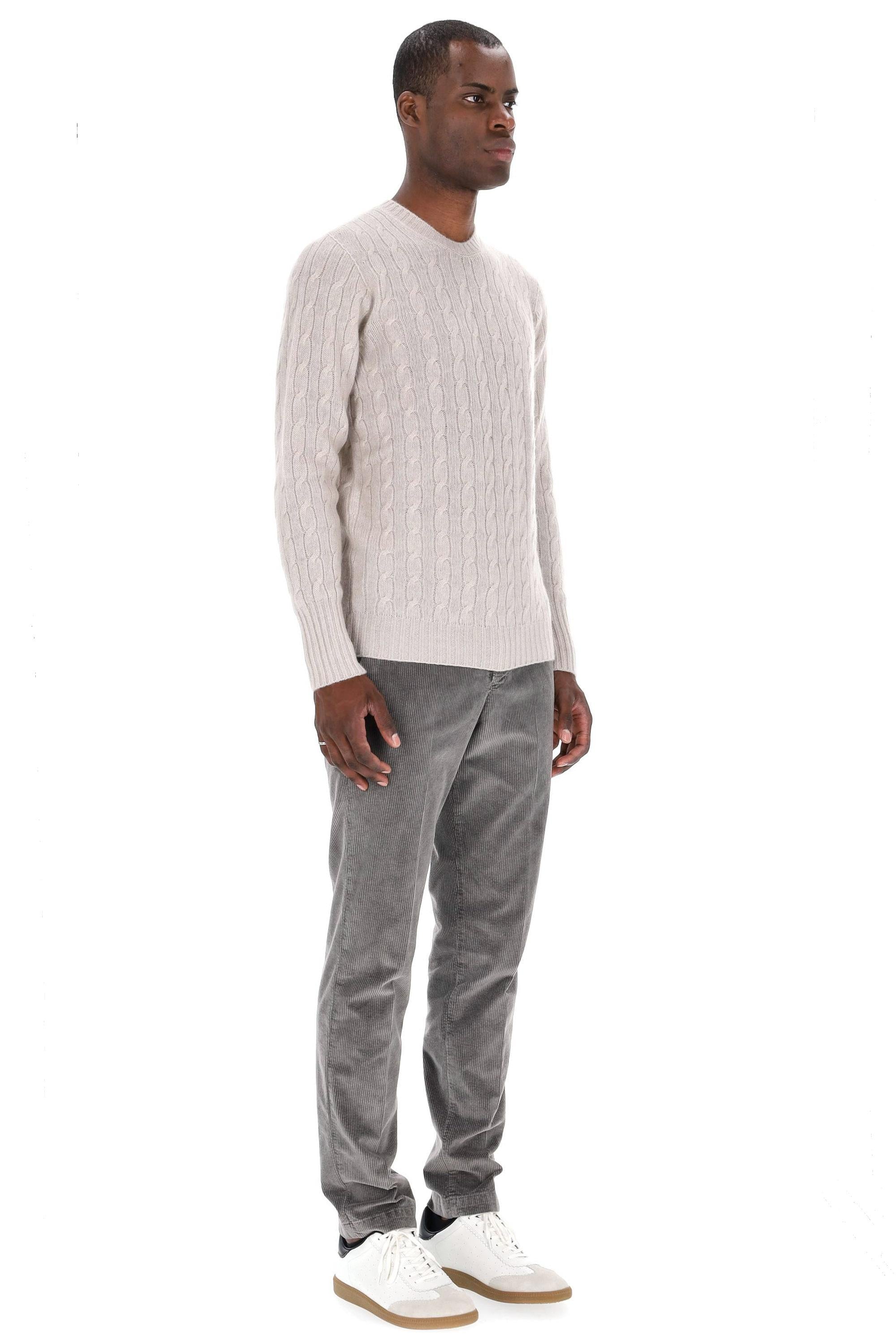 Maglia girocollo in cashmere a trecce D4K133N 112 Drumohr 
