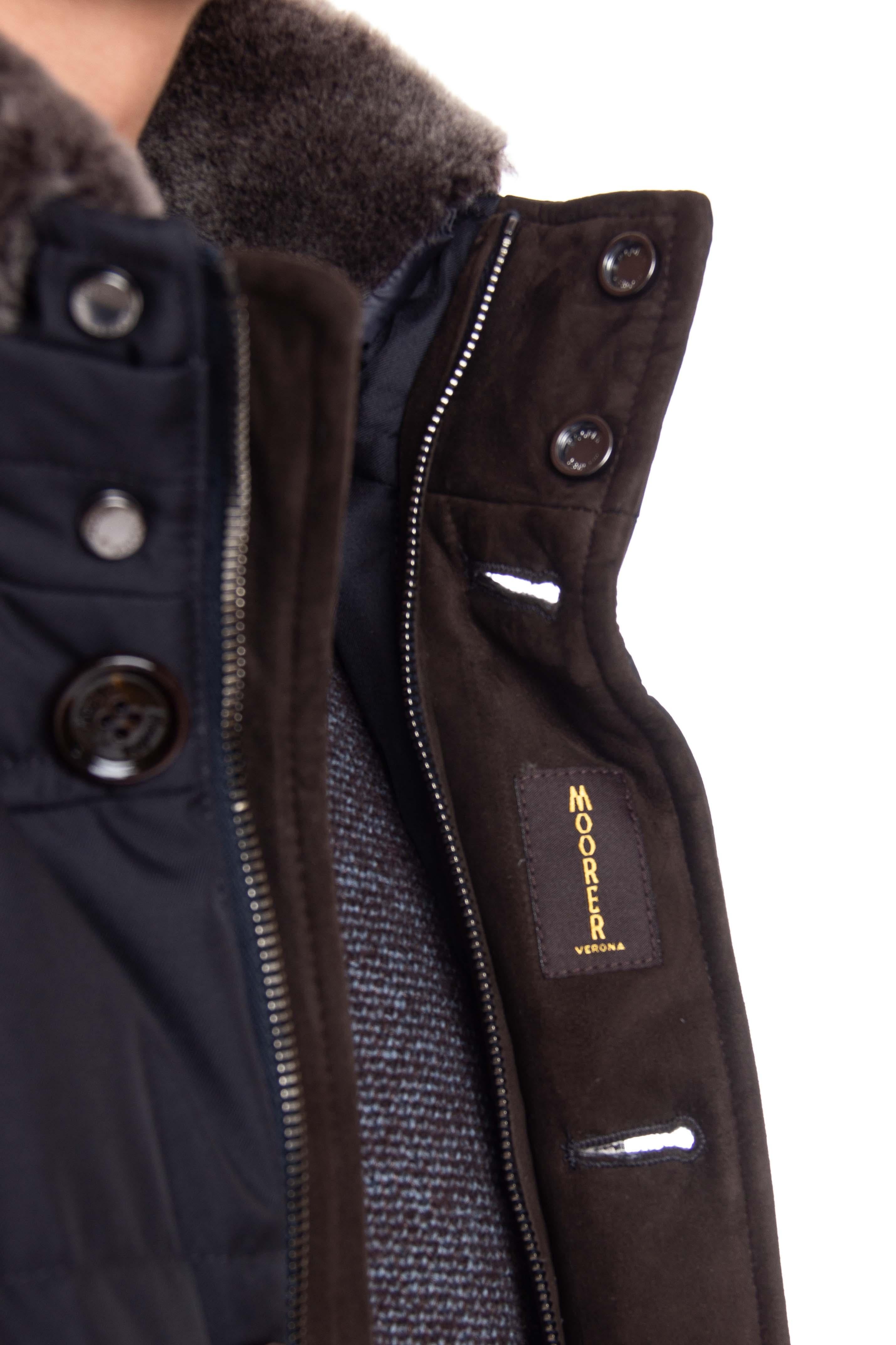 Moorer Piumino bomber con collo in castoro mod. Audenio-GF AUDENIO-GF/2 DARK BLU 