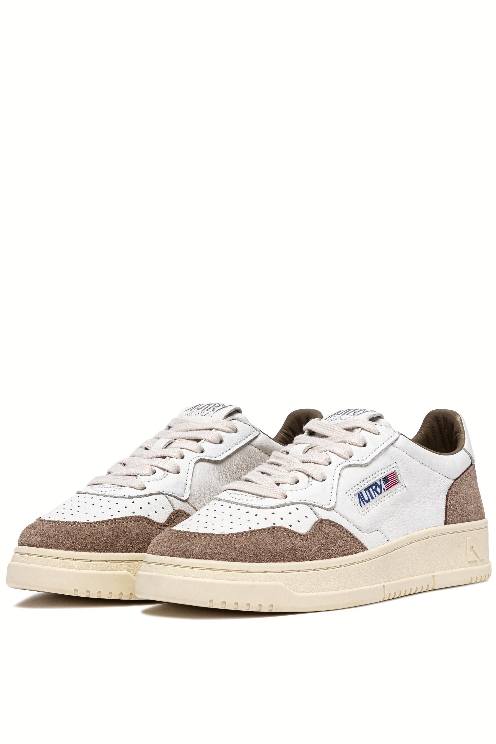 Autry Sneaker bimateriale in pelle di capra e camoscio AULM GS43 WHT/TOBACCO 
