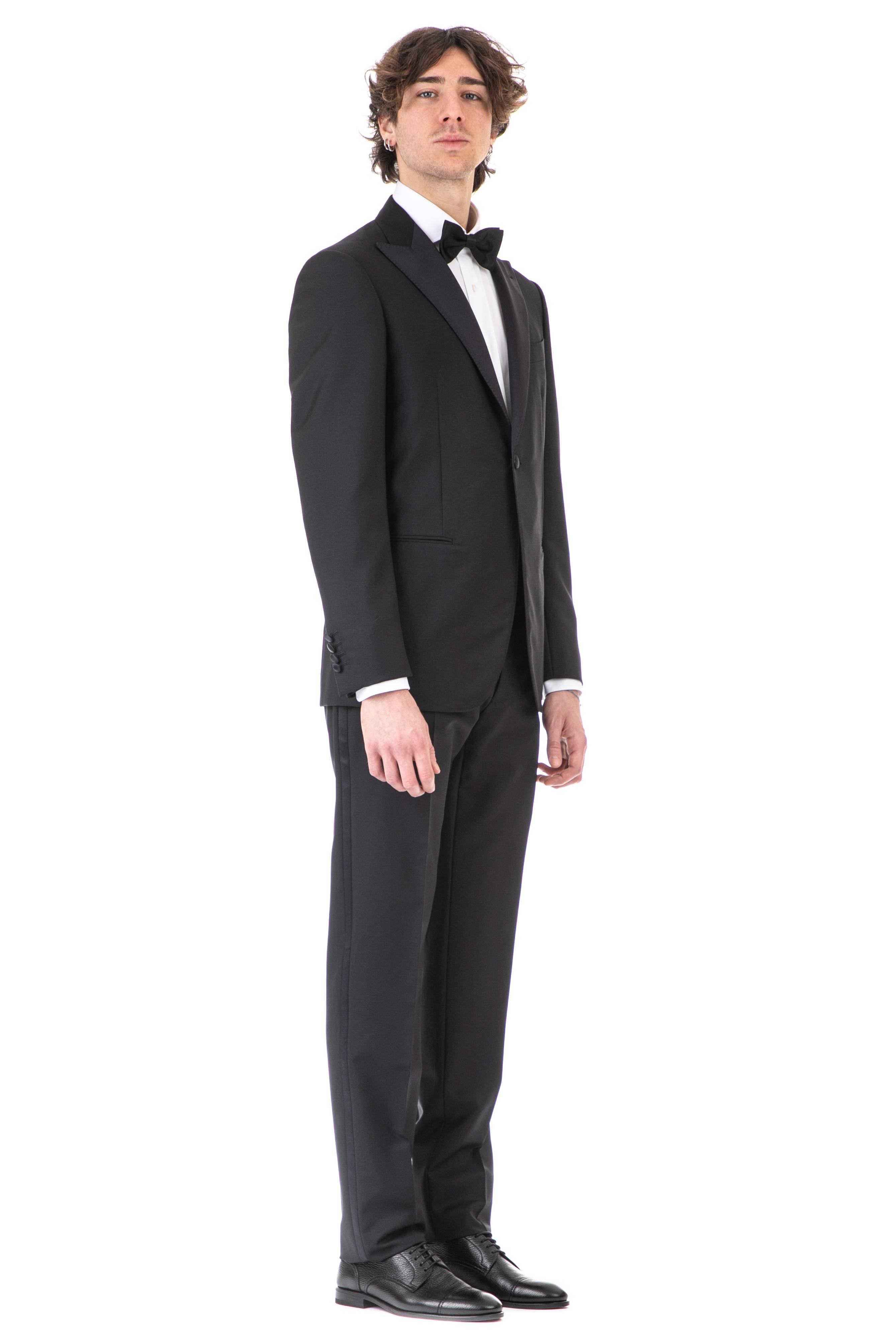 Abito smoking in lana-mohair WLN1JM111F PE0206/2 NERO Caruso 
