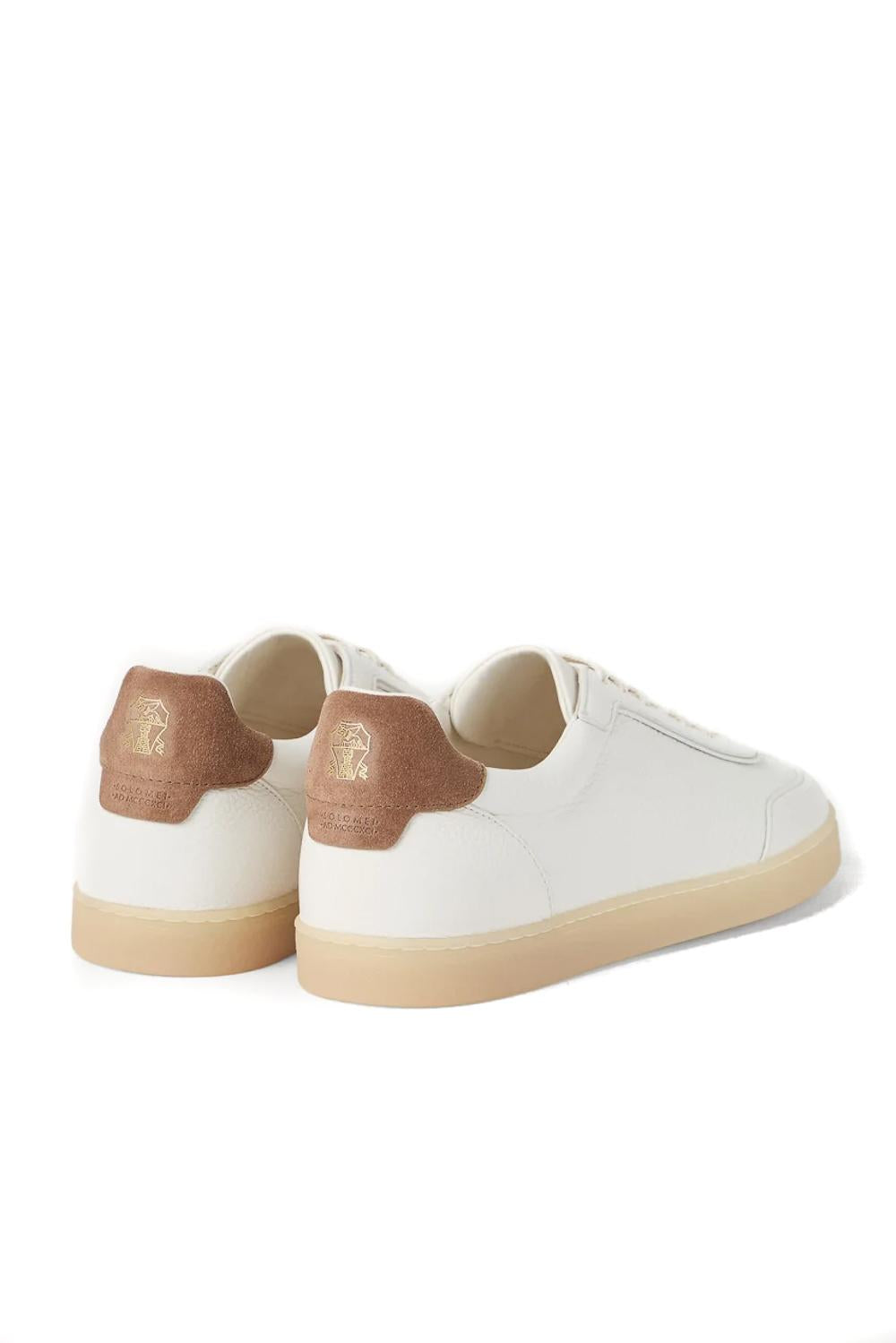 Brunello Cucinelli Sneaker in pelle con tag in camoscio 252MZUKSGJ336 CZX01 