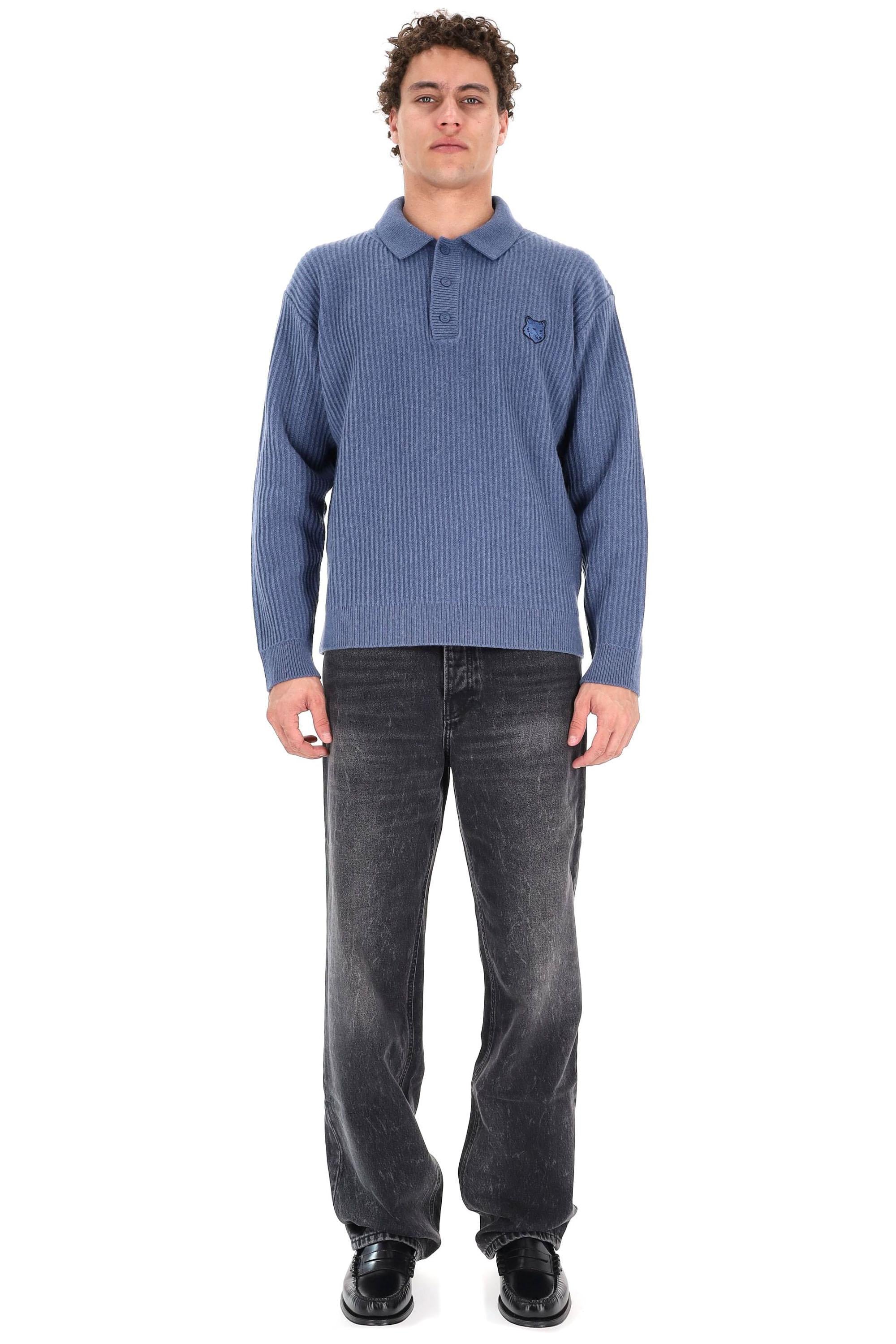 Maison Kitsuné Polo-maglieria in lana a coste over fit PM00213KT1149 0330 
