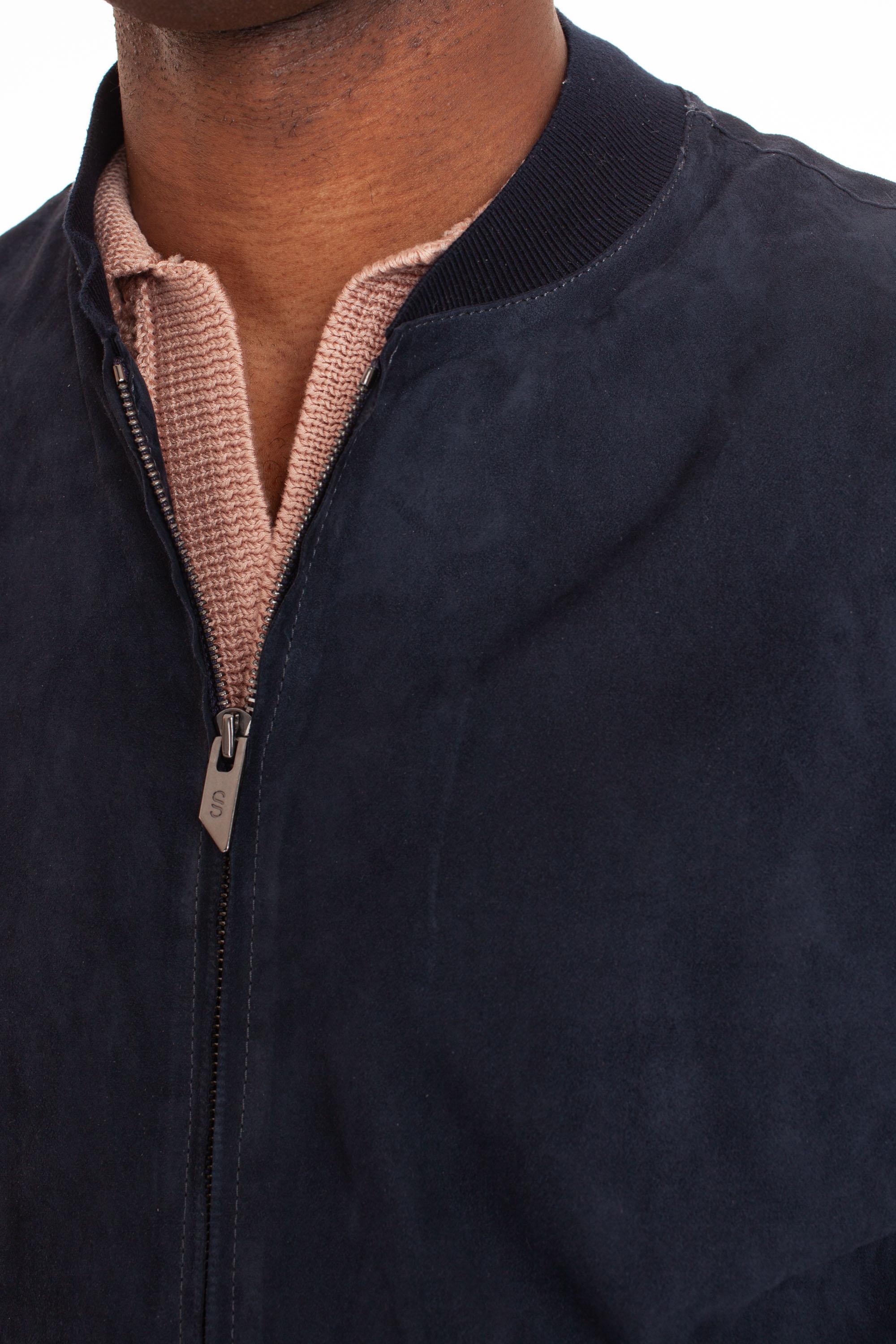 Salvatore Santoro Giubbino bomber baseball in camoscio 46550-U NAVY 