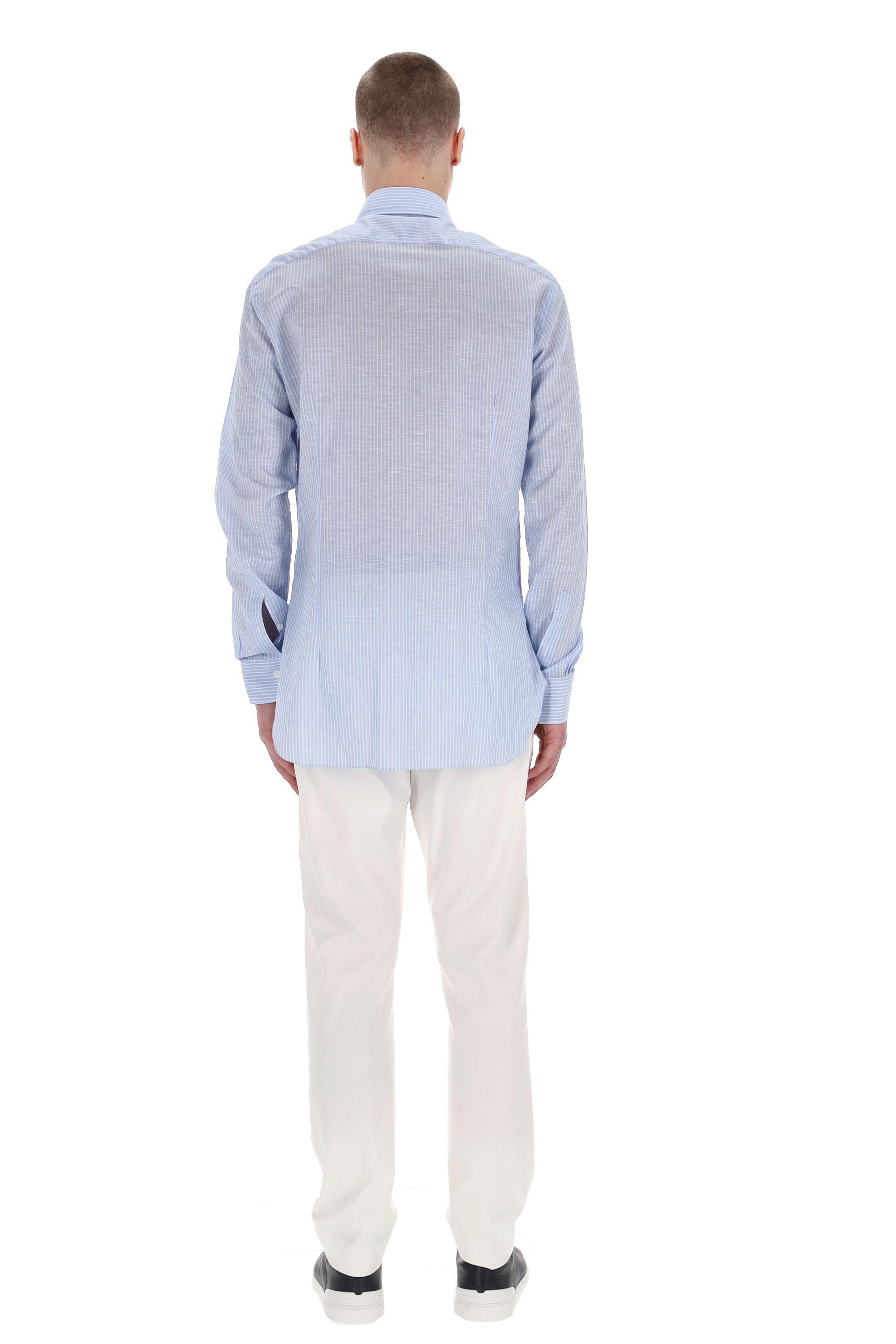 Camicia sartoriale bacchetata in lino-cotone linea Culto K1U13P0147126.U 0001 Barba 