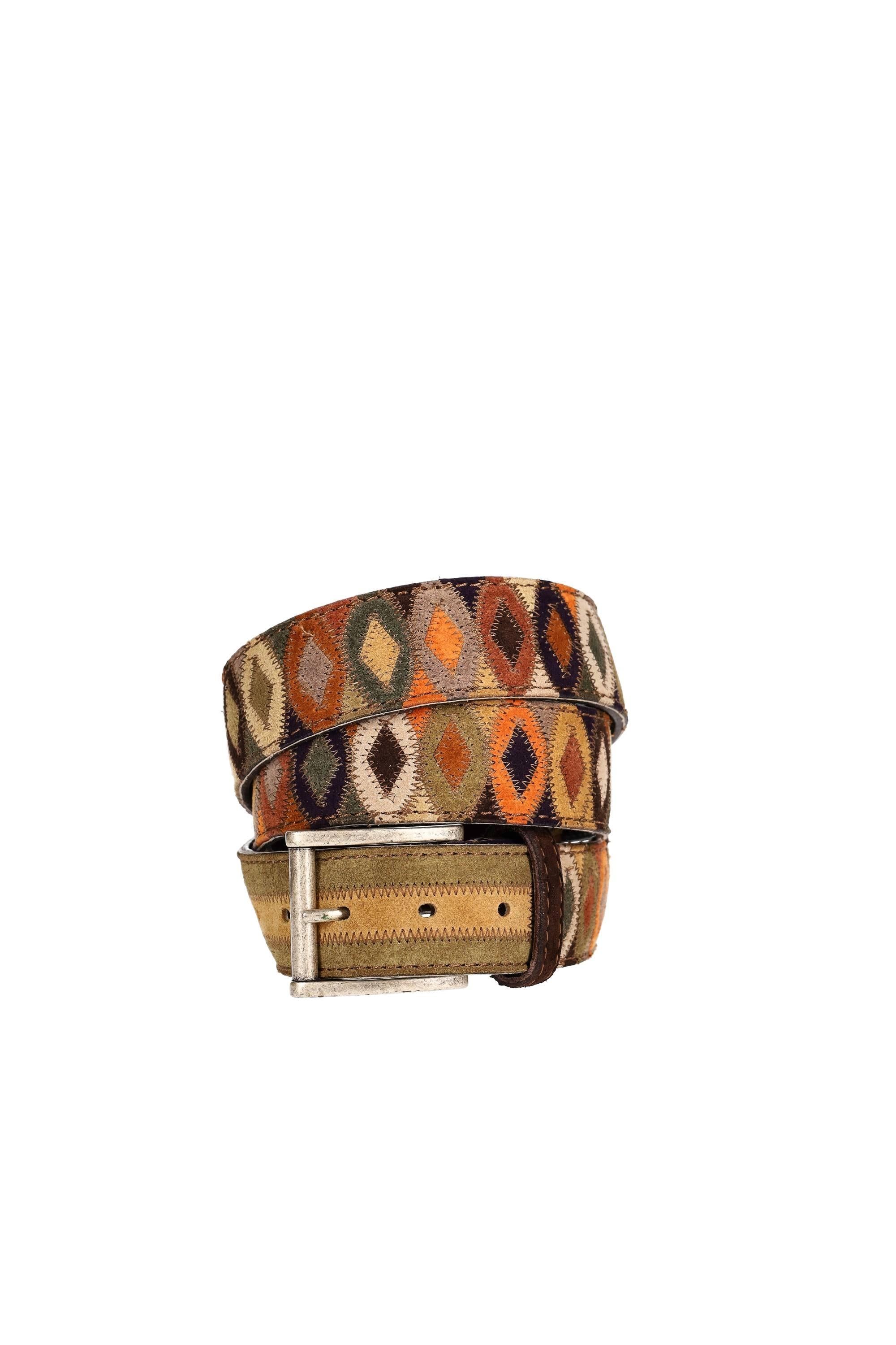 Artigianato Italiano Cintura artigianale in camoscio "Rombi" ROMBI CAMOSCIO/L MLTCLR 