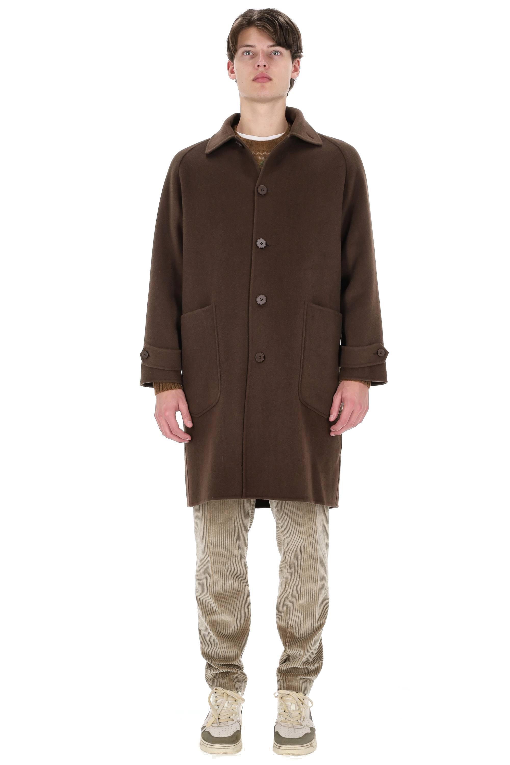 Officine Générale Cappotto sfoderato in double di lana mod. Bryce MCTS657 ICED COFFEE 