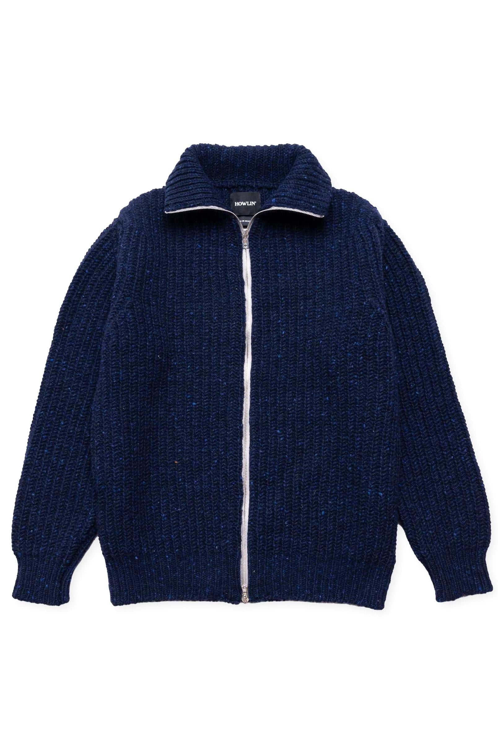 Howlin' Maglia full zip in lana effetto "sale-pepe" LOOSE ENDS/2 NAVY 
