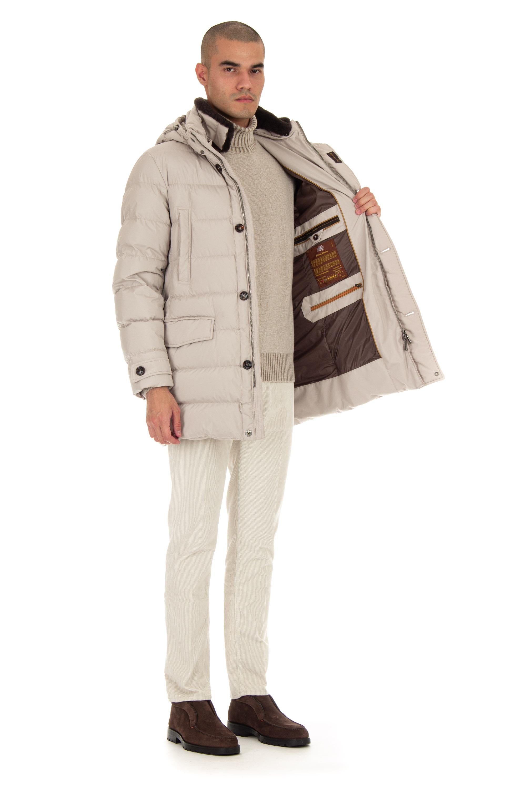 Moorer Piumino con cappuccio e collo in castoro mod. saturno-stp SATURNO-STP U0102 