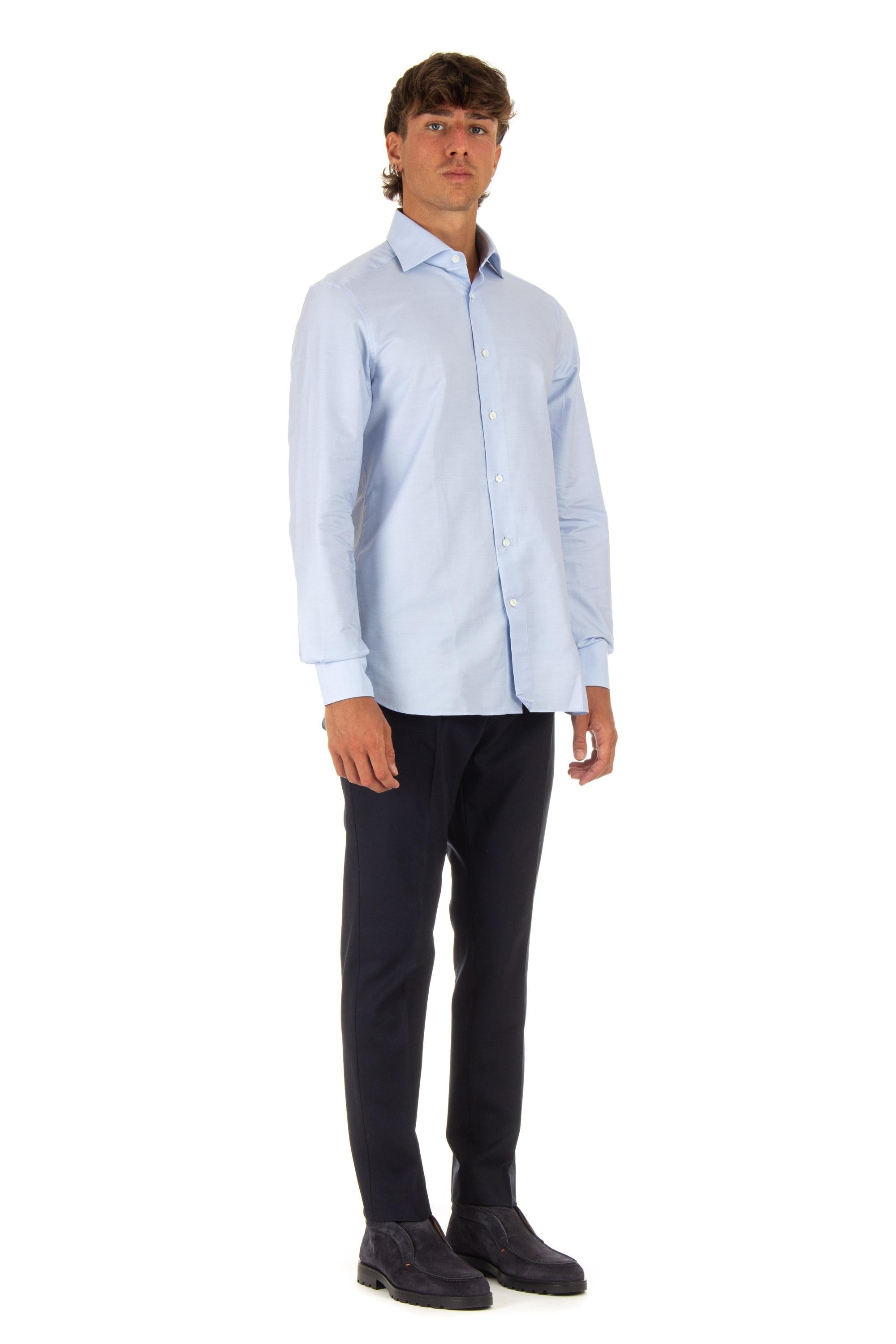 Zegna Camicia in cotone trofeo CT1030 9MS0BA AZZ 