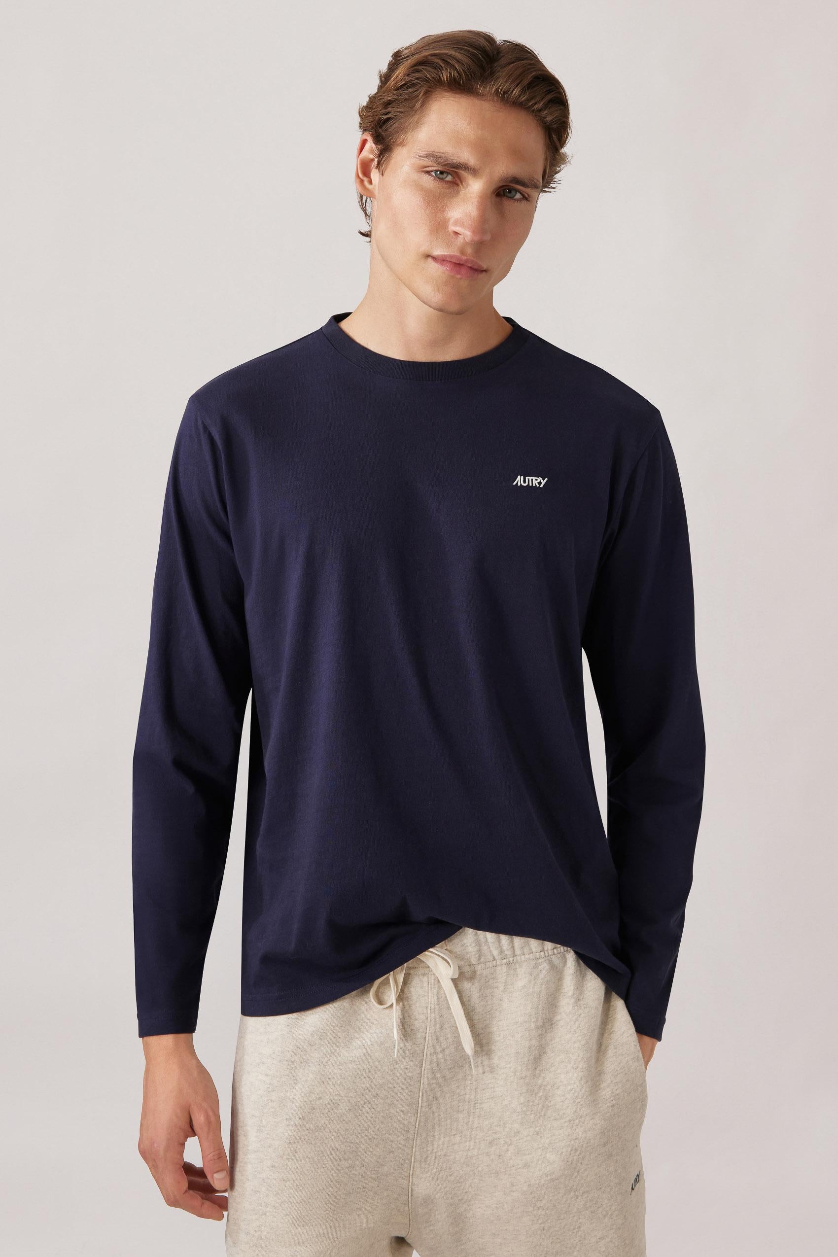 Autry T-shirt in cotone manica lunga LSPX A6JB BLUE 