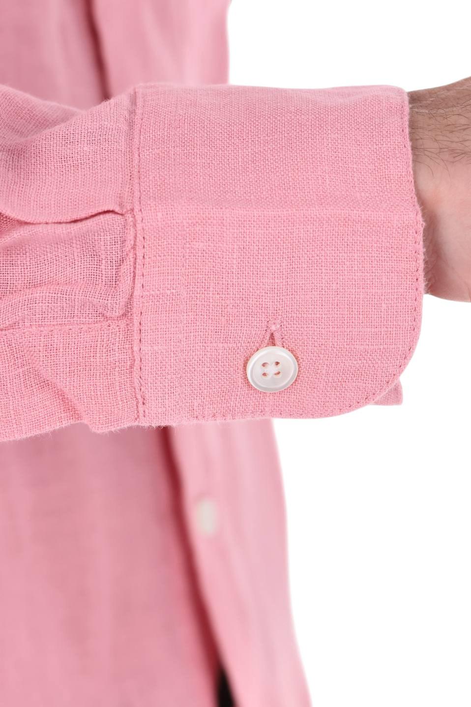 Portuguese Flannel Camicia in lino con taschino 066.S/3 ROSE 